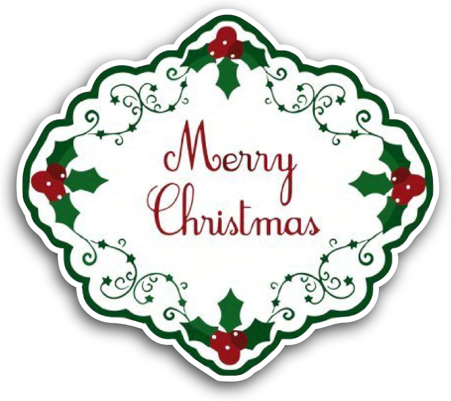 2 (Pieces) 3" and 5" Merry Christmas Decorative Sticker, Waterproof Vinyl Decals for Many Purpose Like Cars, Trucks, Laptops, Phones, Windows and More