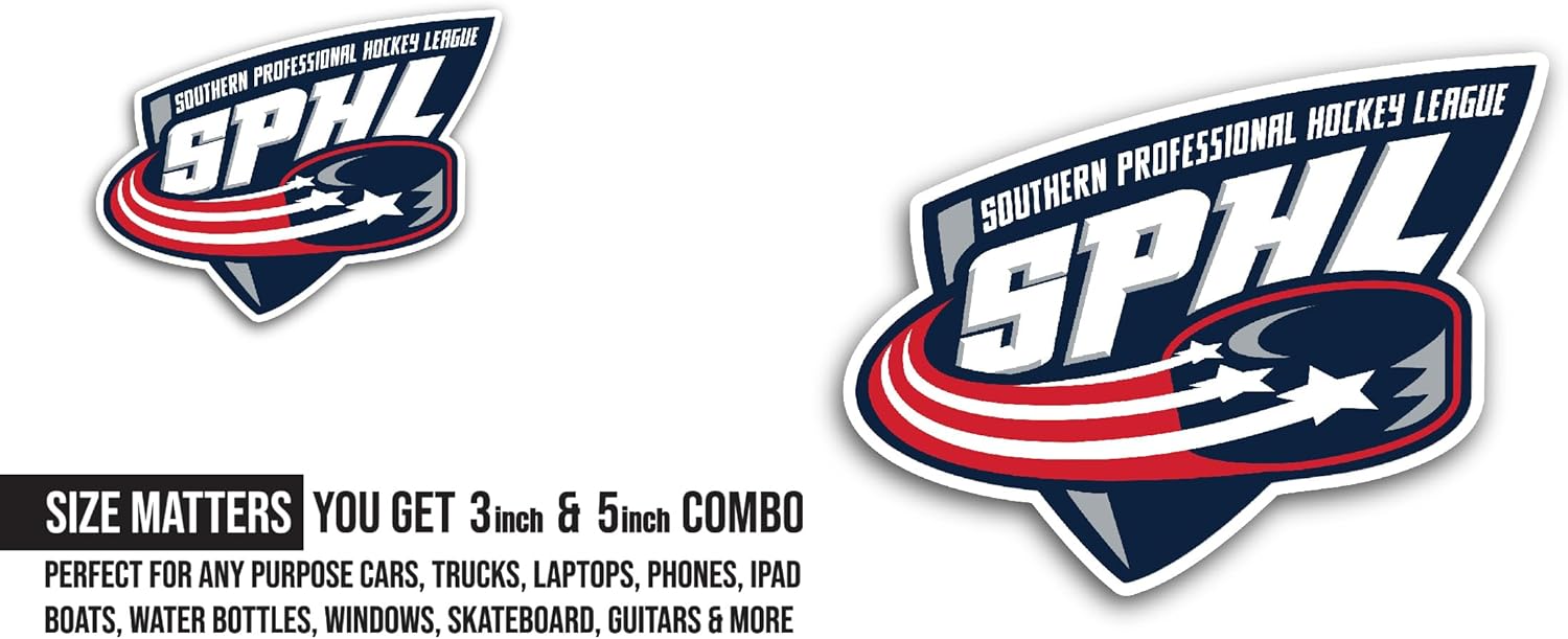2 (Pieces) 3" and 5" Southern Professional H0ckey League Sticker, Waterproof Vinyl Decals for Many Purpose Like Cars, Trucks, Laptops, Phones, Windows and More