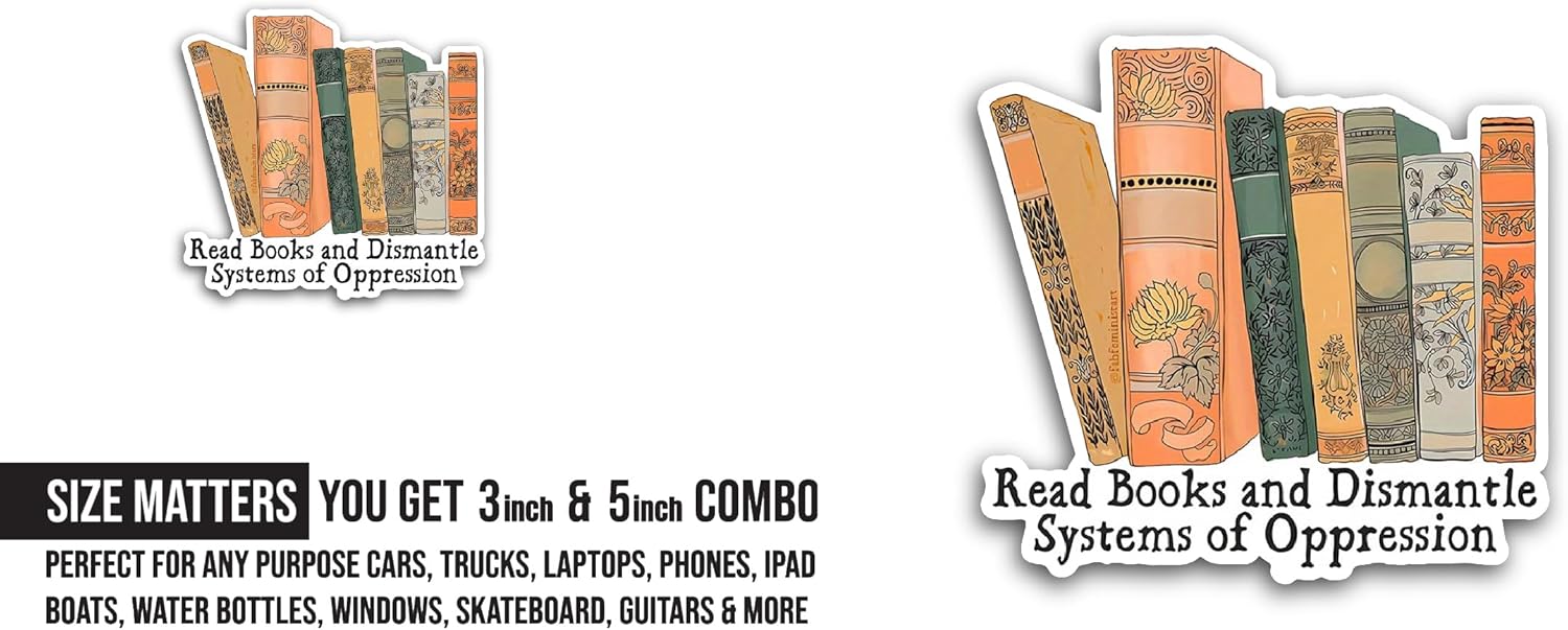 2 (Pieces) 3" and 5" Read Books and Dismantle Sticker, Waterproof Vinyl Decals for Many Purpose Like Cars, Trucks, Laptops, Phones, Windows and More