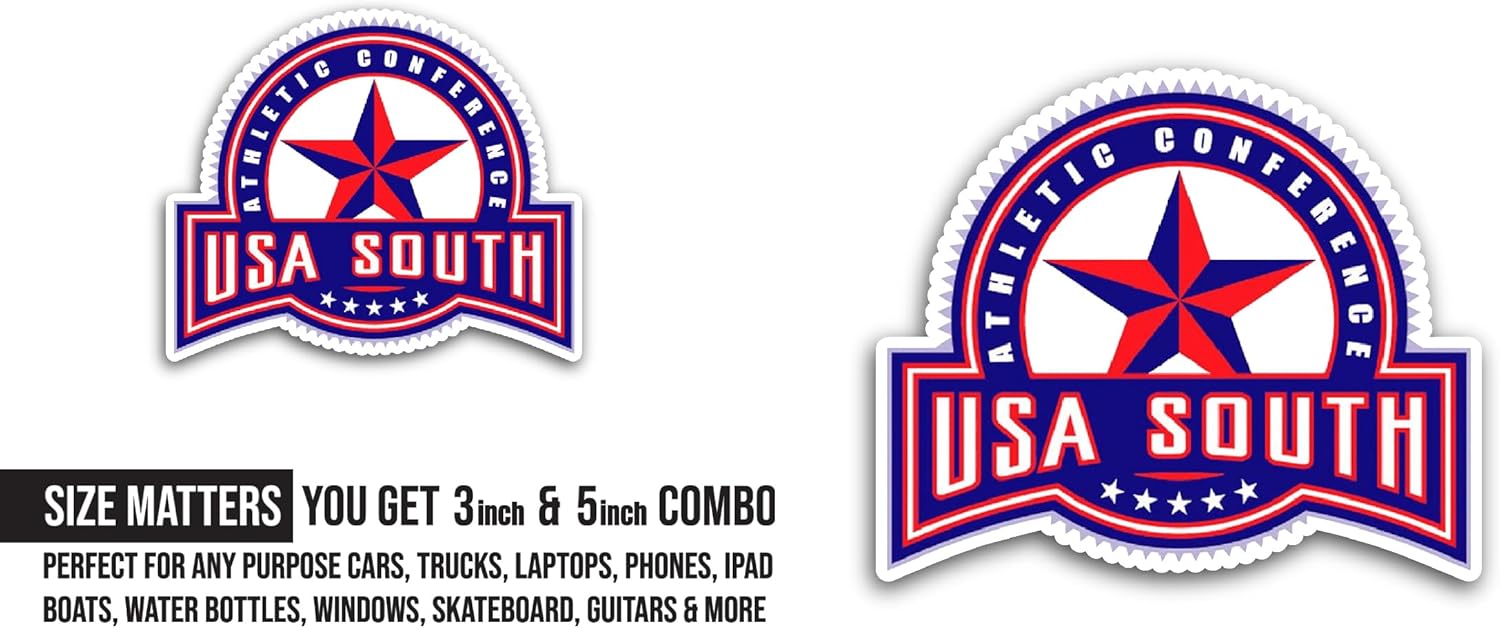 2 (Pieces) 3" and 5" USA S0uth Sticker, Waterproof Vinyl Decals for Many Purpose Like Cars, Trucks, Laptops, Phones, Windows and More