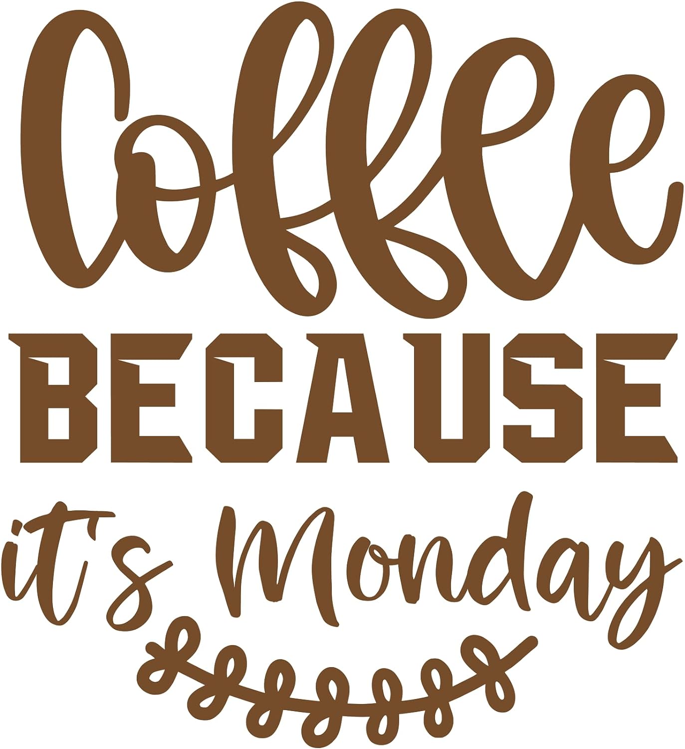 Inspirational Quote "Coffee Because Its Monday" Motivational Sticker Vinyl Decal Motivation Stickers- 5" Vinyl Sticker Waterproof