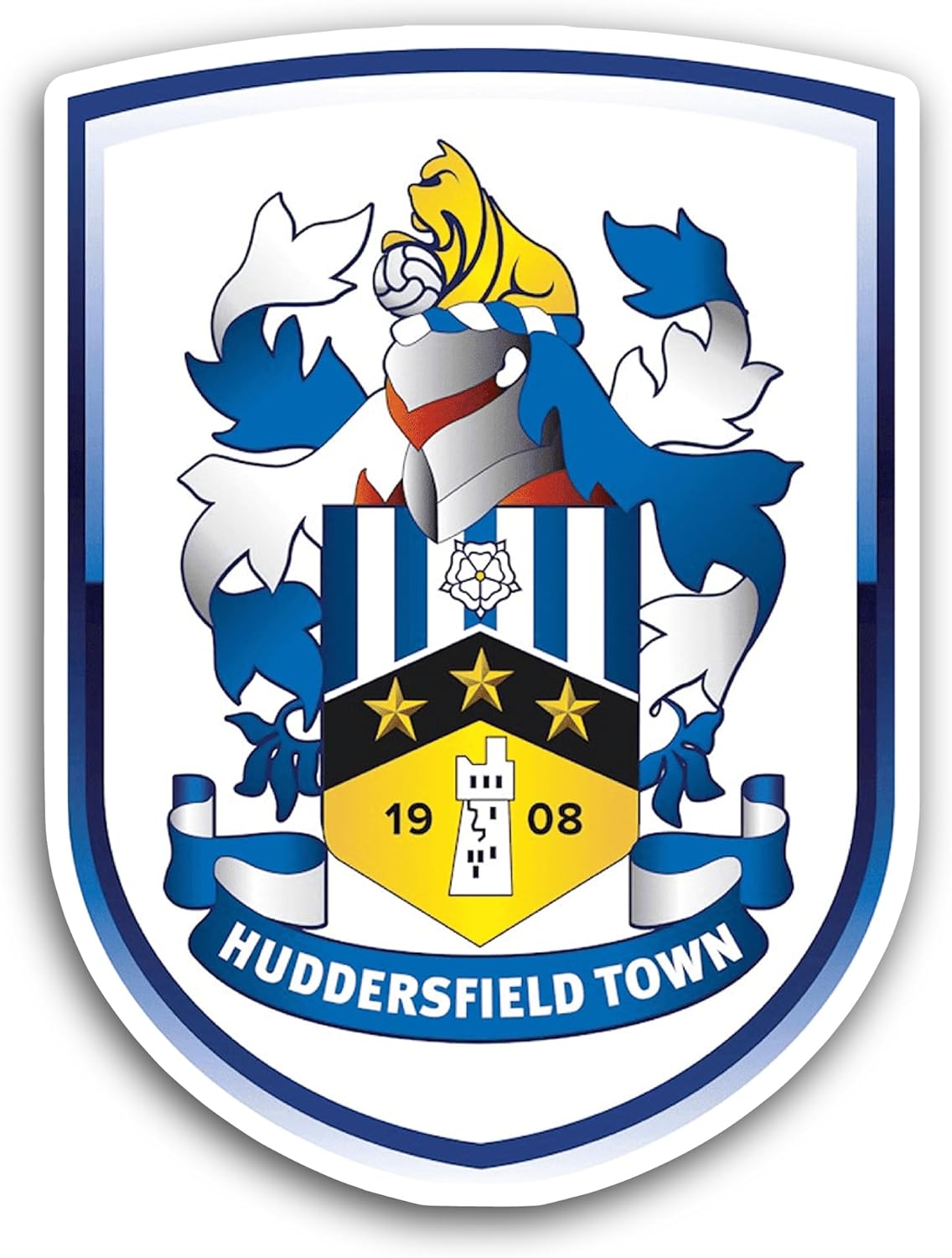 2 (Pieces) 3" and 5" Hudd3rsfield Town Sticker, Waterproof Vinyl Decals for Many Purpose Like Cars, Trucks, Laptops, Phones, Windows and More