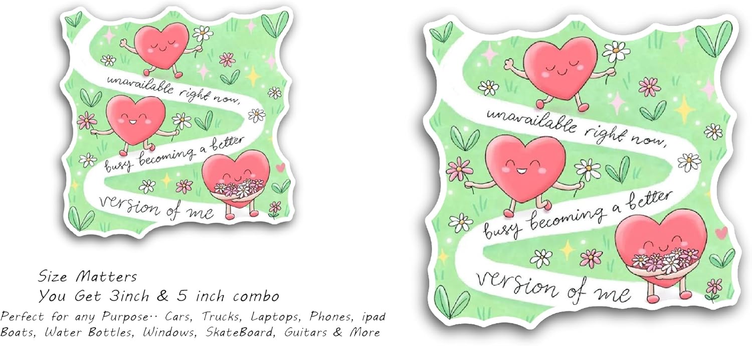 2 (Pieces) 3" and 5" Hearts Smiling Happy Sticker, Waterproof Vinyl Decals for Many Purpose Like Cars, Trucks, Laptops, Phones, Windows and More