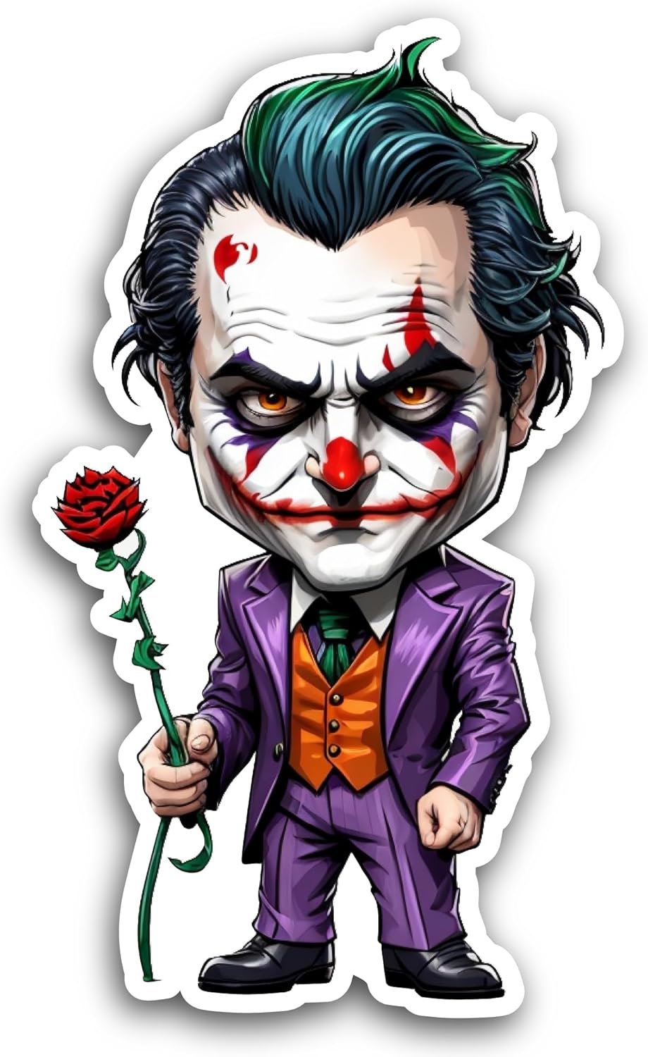 2 (Pieces) 3" and 5" Horror Clown with Flower Sticker, Waterproof Vinyl Decals for Many Purpose Like Cars, Trucks, Laptops, Phones, Windows and More