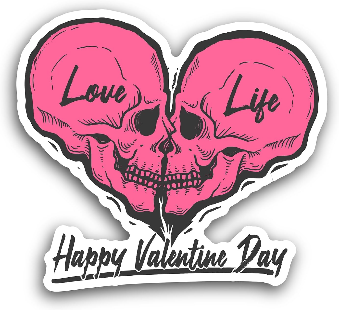 2 (Pieces) 3" and 5" Valentine's Day Skull Sticker, Waterproof Vinyl Decals for Many Purpose Like Cars, Trucks, Laptops, Phones, Windows and More