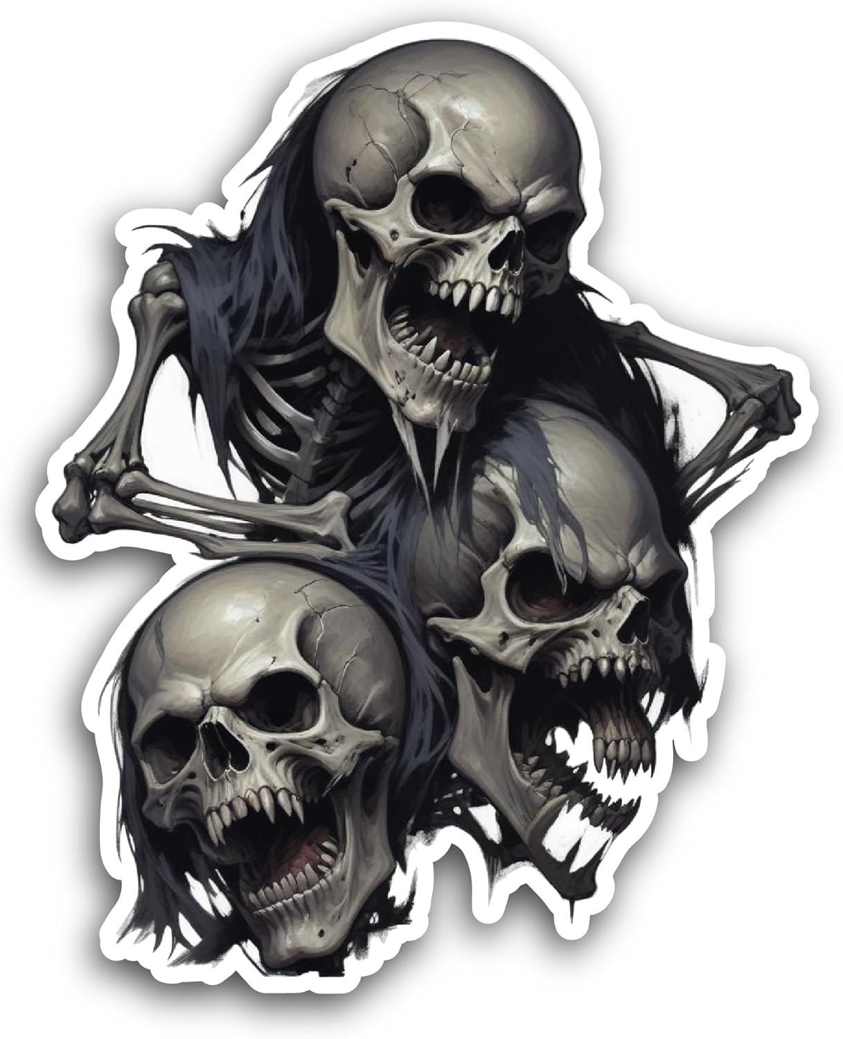 2 (Pieces) 3" and 5" Skull with Skulls Sticker, Waterproof Vinyl Decals for Many Purpose Like Cars, Trucks, Laptops, Phones, Windows and More