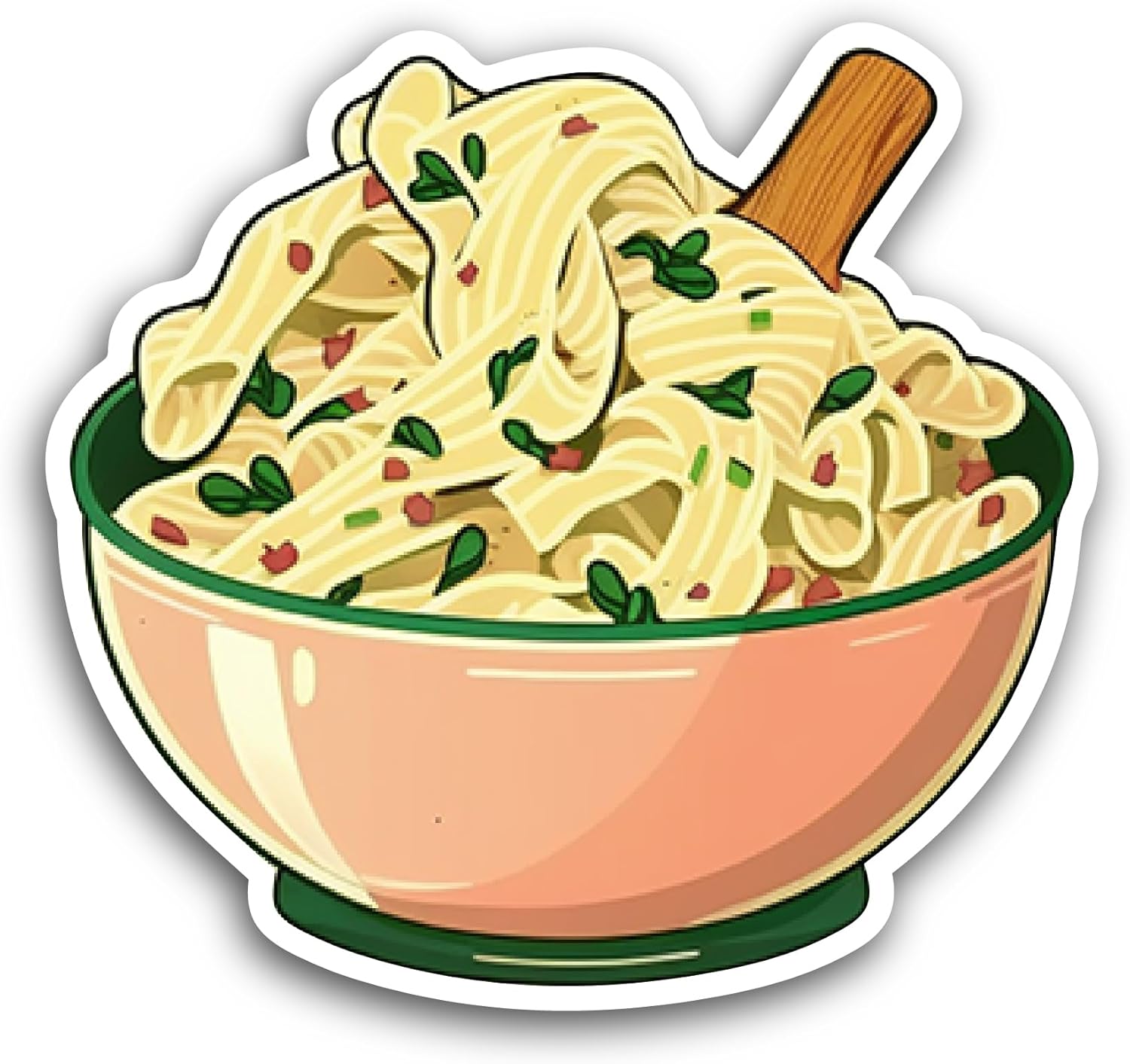 2 (Pieces) 3" and 5" Noodles in A Bowl Sticker, Waterproof Vinyl Decals for Many Purpose Like Cars, Trucks, Laptops, Phones, Windows and More