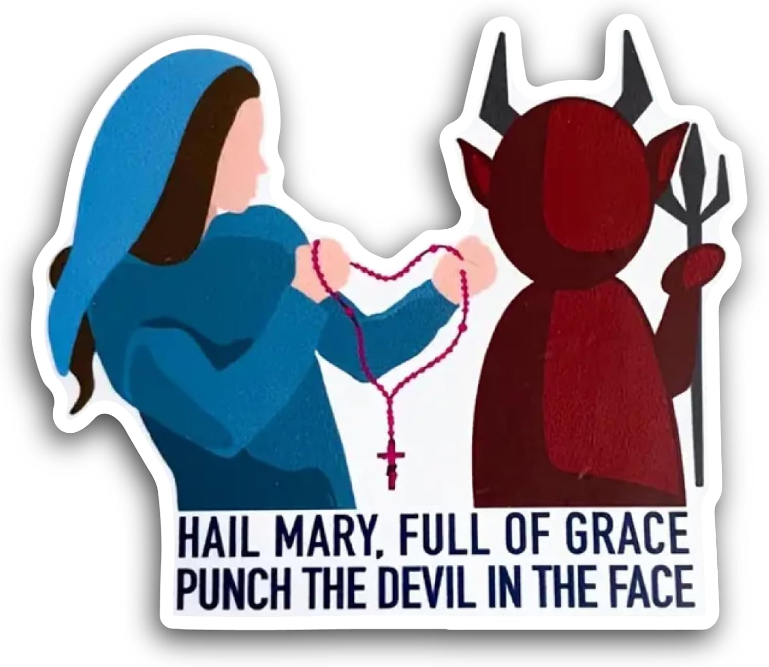 2 (Pieces) 3" and 5" Hail Mary Full of Grace Sticker Waterproof Vinyl Decals for Many Purpose Like Cars, Trucks, Laptops, Phones, Windows and More