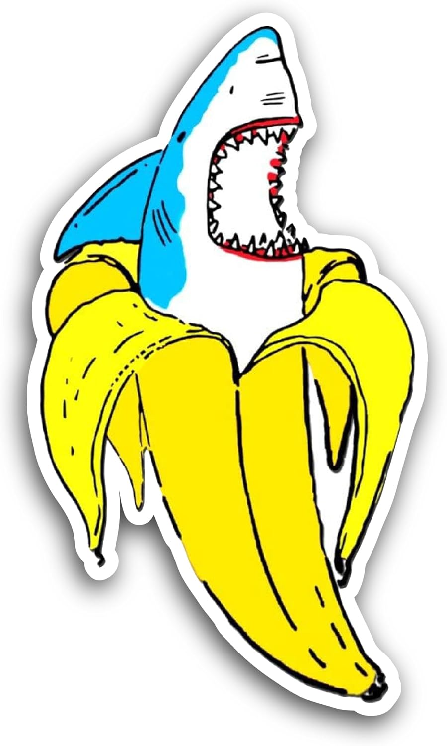 2 (Pieces) 3" and 5" Banana Shark Sticker, Waterproof Vinyl Decals for Many Purpose Like Cars, Trucks, Laptops, Phones, Windows and More