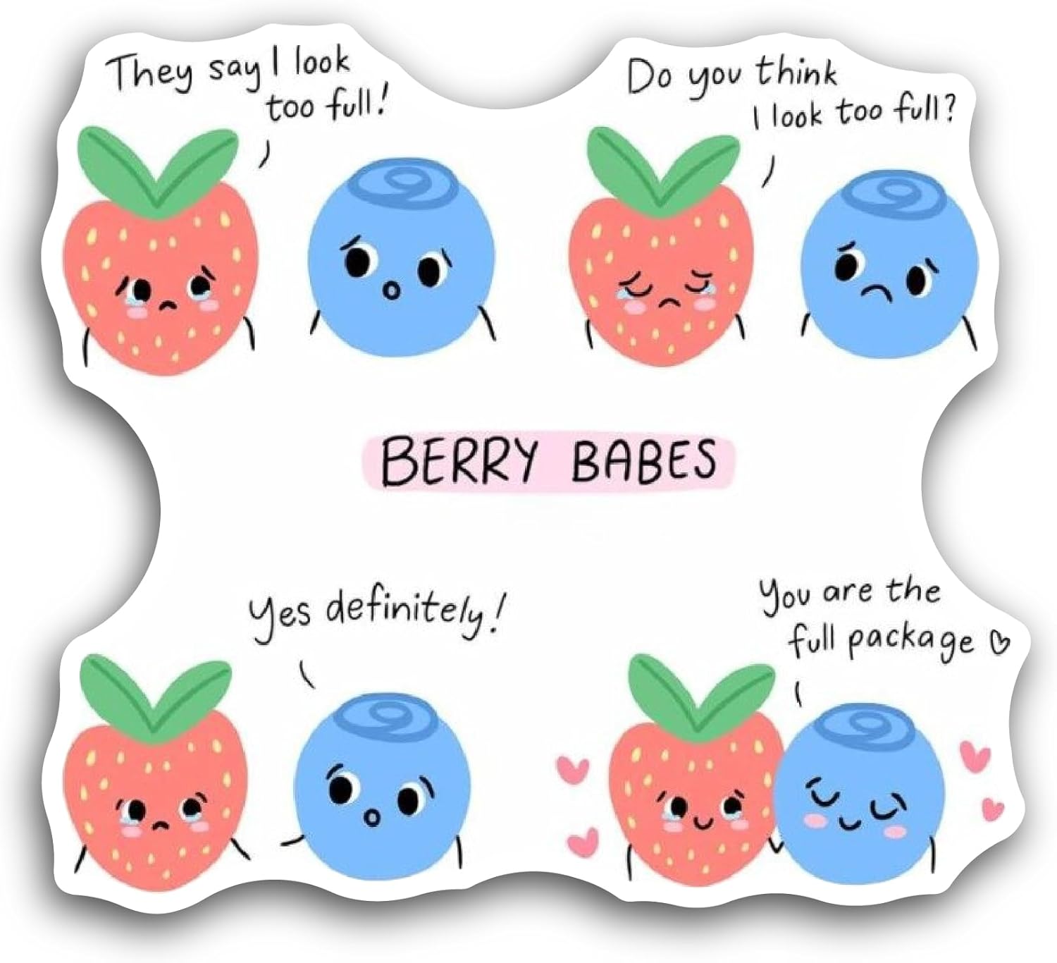 2 (Pieces) 3" and 5" Strawberry and Blueberry Sticker, Waterproof Vinyl Decals for Many Purpose Like Cars, Trucks, Laptops, Phones, Windows and More