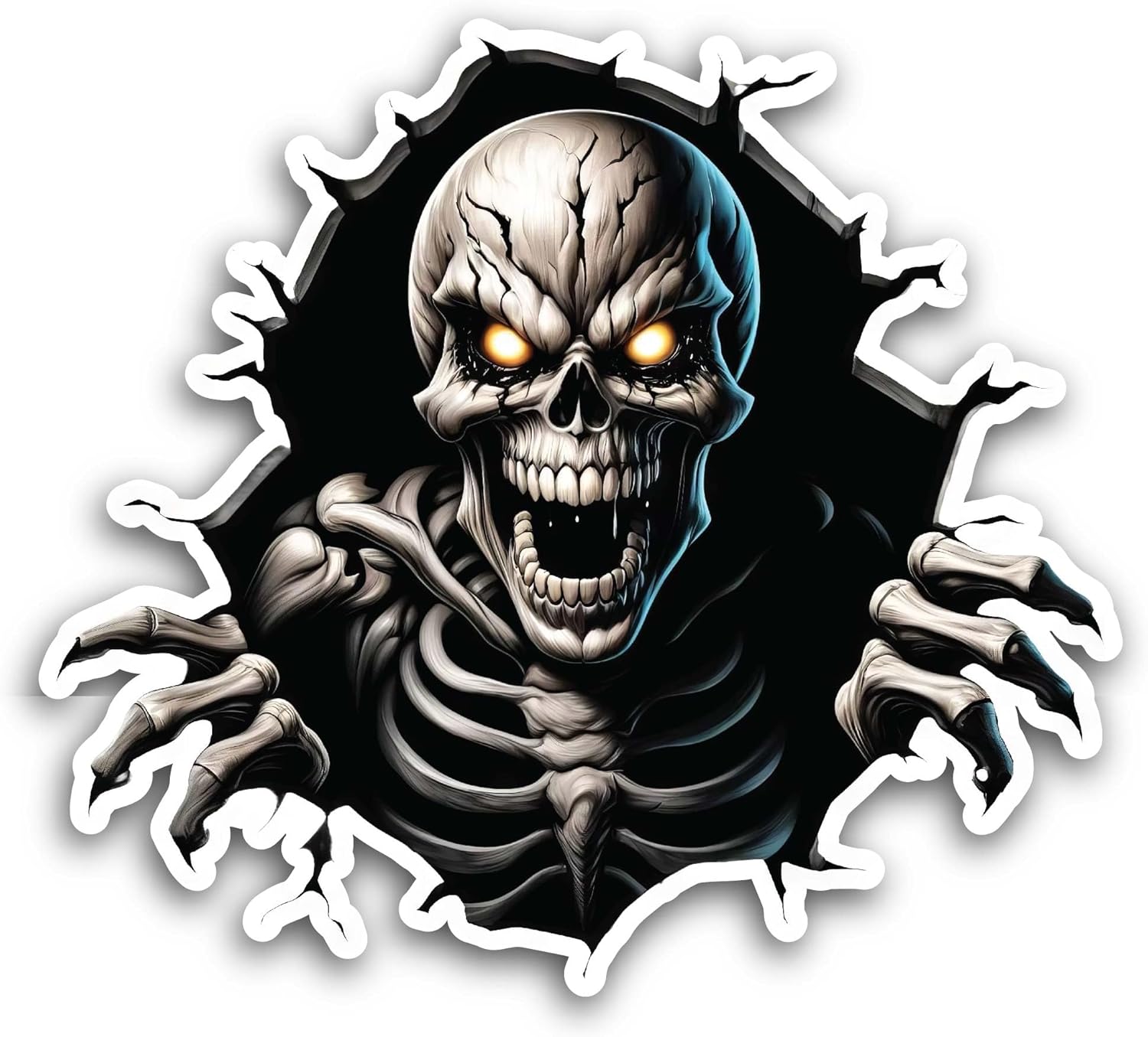 2 (Pieces) 3" and 5" Skary Skeleton Sticker, Waterproof Vinyl Decals for Many Purpose Like Cars, Trucks, Laptops, Phones, Windows and More