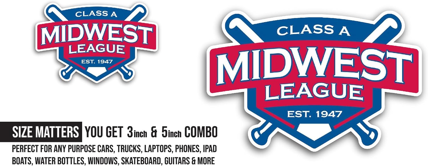 2 (Pieces) 3" and 5" Midwest L3ague Sticker, Waterproof Vinyl Decals for Many Purpose Like Cars, Trucks, Laptops, Phones, Windows and More