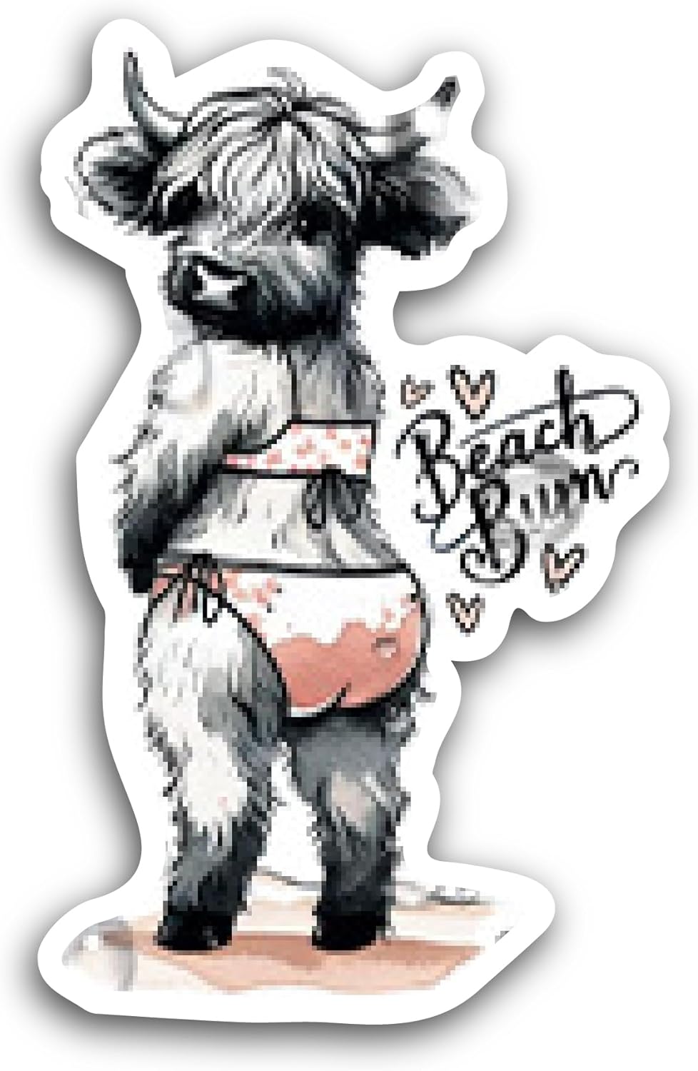 2 (Pieces) 3" and 5" Cute Cow Sticker, Waterproof Vinyl Decals for Many Purpose Like Cars, Trucks, Laptops, Phones, Windows and More