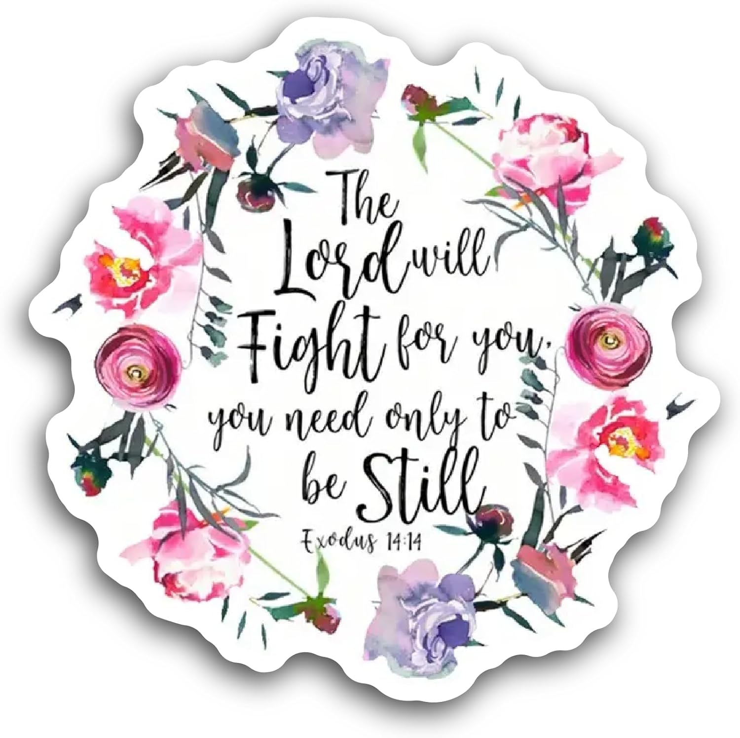 2 (Pieces) 3" and 5" The Lord Will Fight for You Sticker, Waterproof Vinyl Decals for Many Purpose Like Cars, Trucks, Laptops, Phones, Windows and More