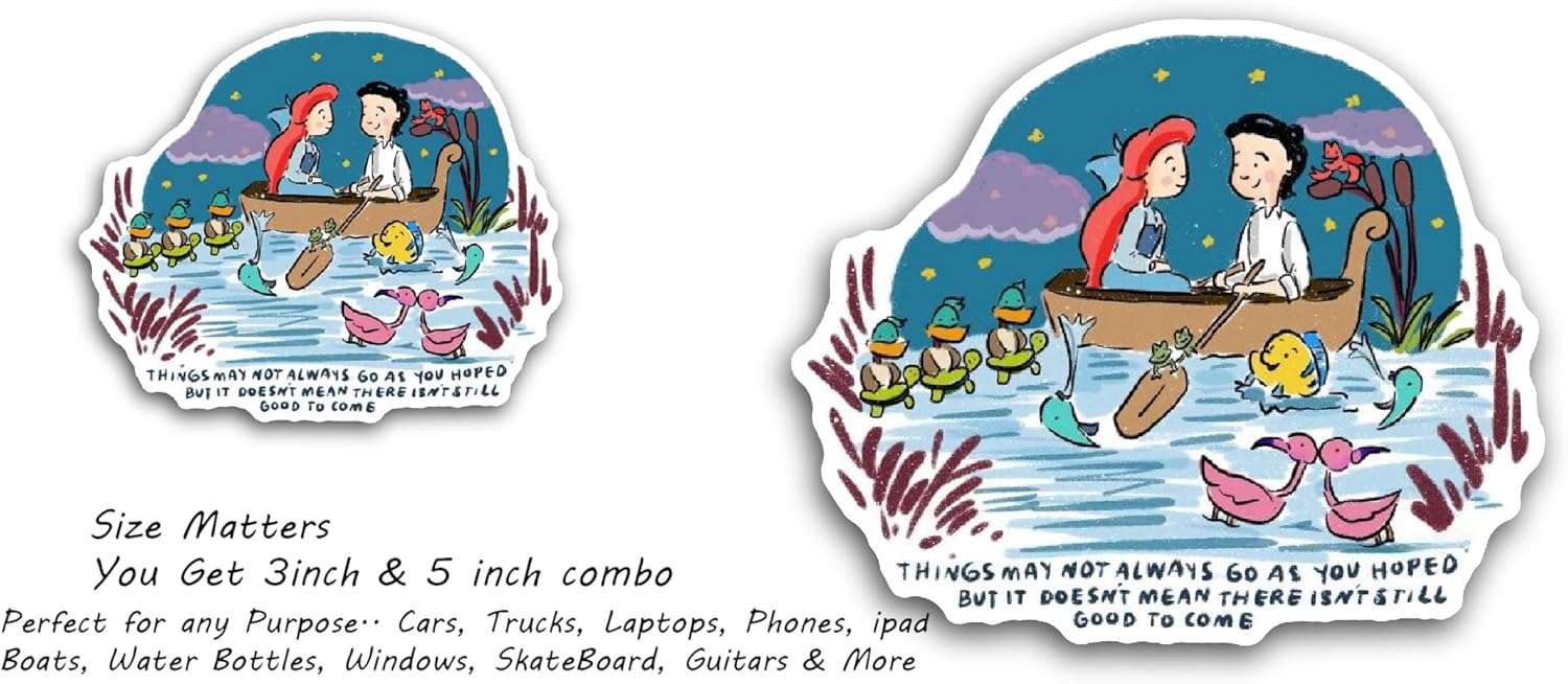 2 (Pieces) 3" and 5" Pedal Boat Couple Sticker, Waterproof Vinyl Decals for Many Purpose Like Cars, Trucks, Laptops, Phones, Windows and More