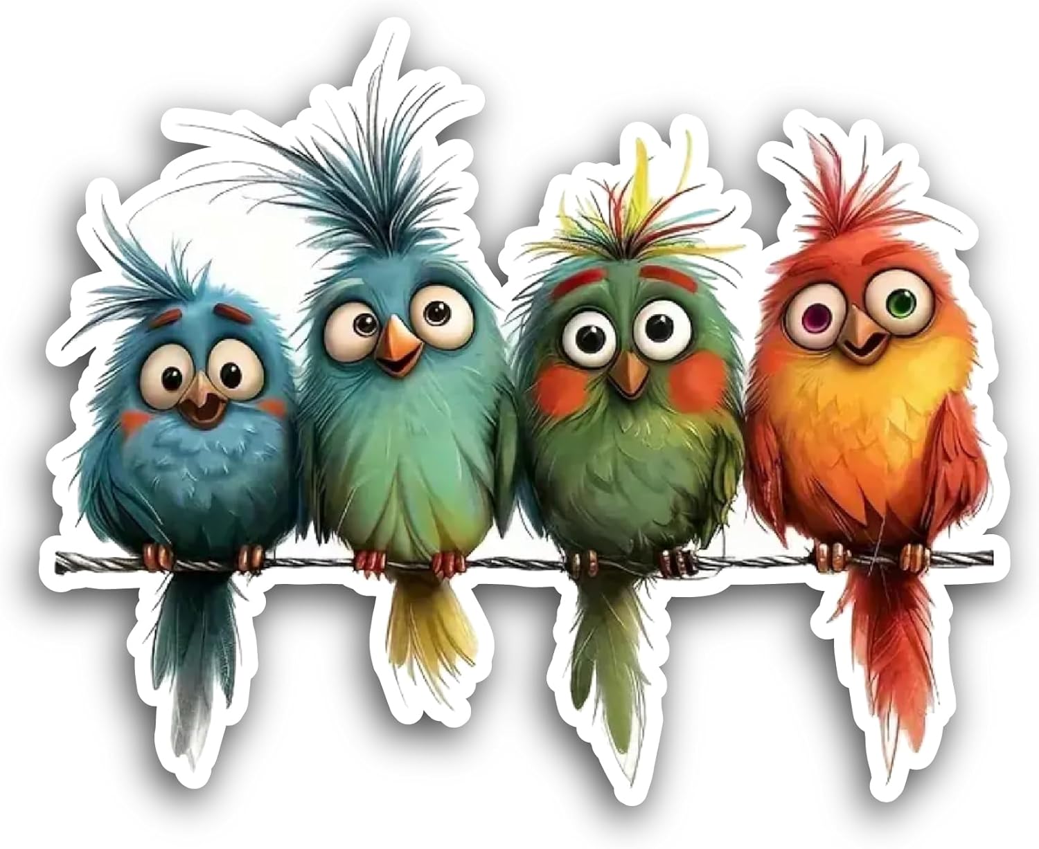2 (Pieces) 3" and 5" Colorful Birds Sticker, Waterproof Vinyl Decals for Many Purpose Like Cars, Trucks, Laptops, Phones, Windows and More