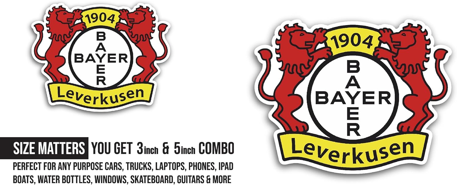 2 (Pieces) 3" and 5" Leverkus3n Sticker, Waterproof Vinyl Decals for Many Purpose Like Cars, Trucks, Laptops, Phones, Windows and More