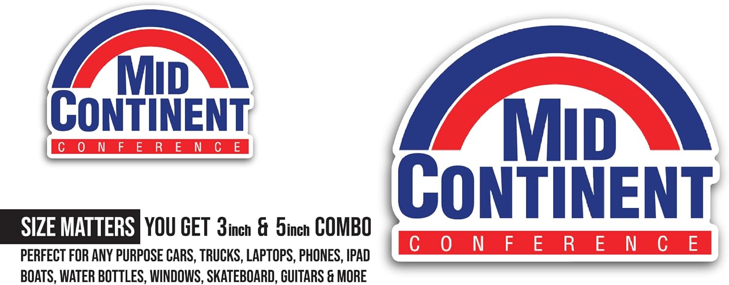 2 (Pieces) 3" and 5" Mid-Continent C0nference Sticker, Waterproof Vinyl Decals for Many Purpose Like Cars, Trucks, Laptops, Phones, Windows and More
