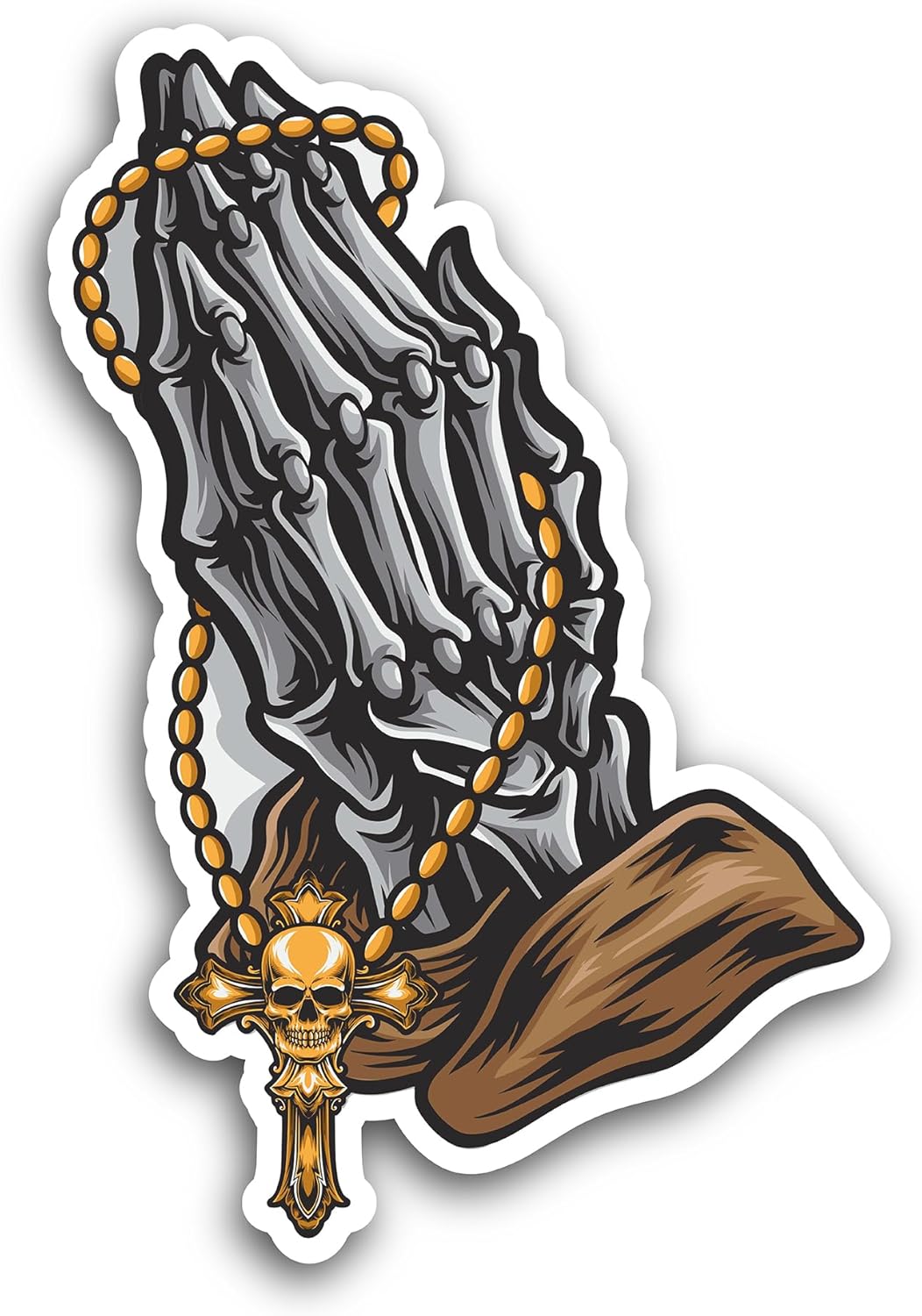 2 (Pieces) 3" and 5" Praying Hands Skull Decal Sticker, Waterproof Vinyl Decals for Many Purpose Like Cars, Trucks, Laptops, Phones, Windows and More