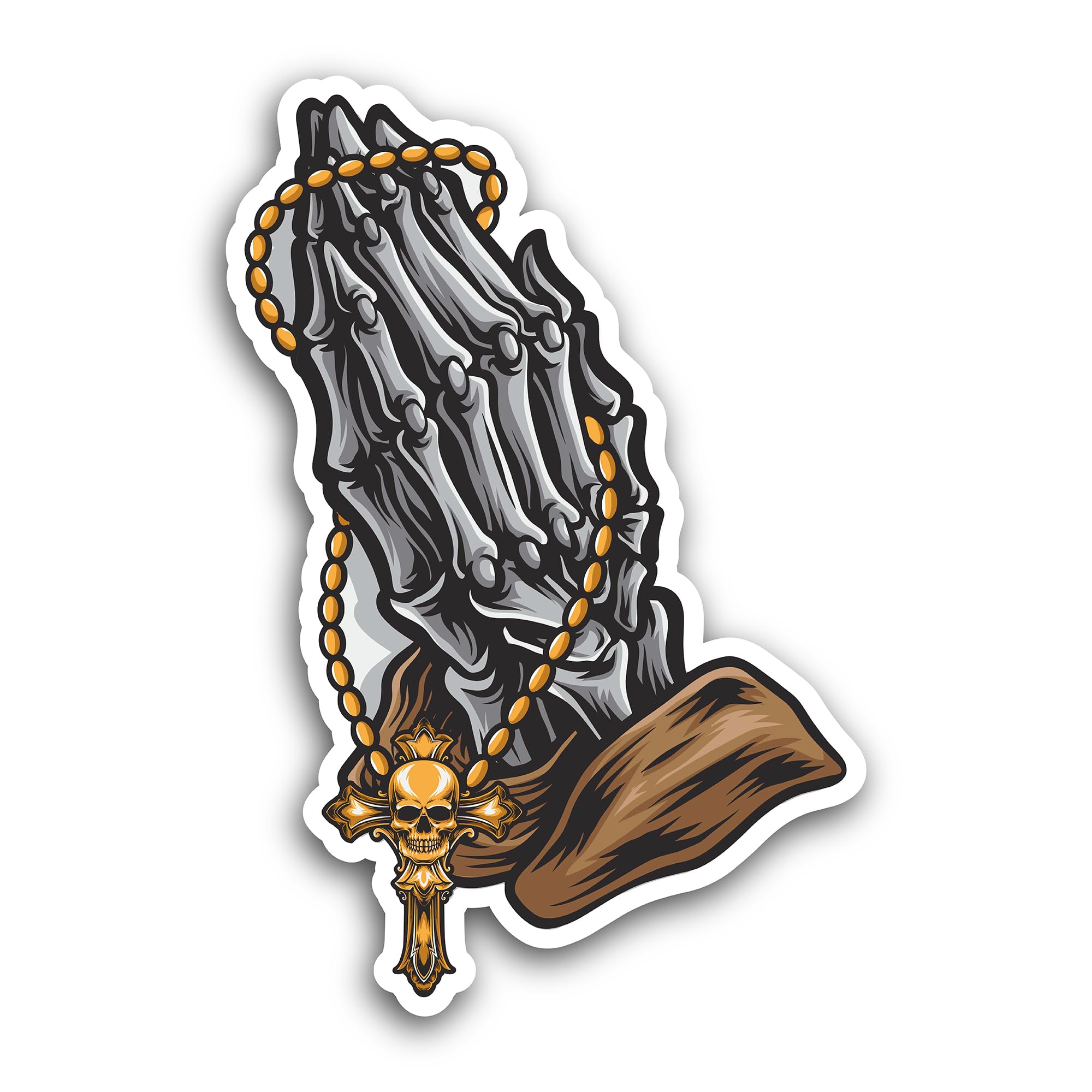 2 (Pieces) 3" and 5" Praying Hands Skull Decal Sticker, Waterproof Vinyl Decals for Many Purpose Lik