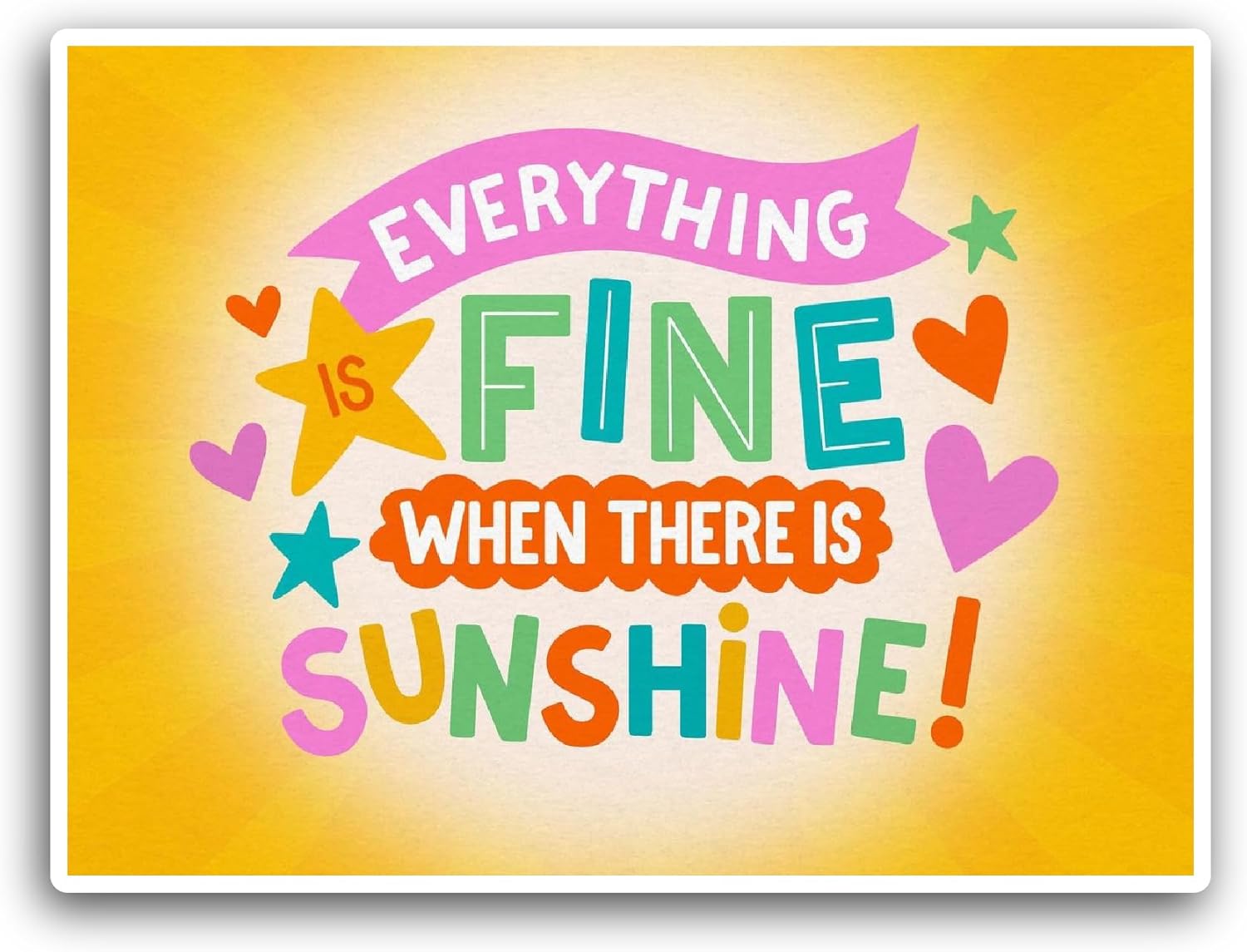 2 (Pieces) 3" and 5" Everything Fine Sticker, Waterproof Vinyl Decals for Many Purpose Like Cars, Trucks, Laptops, Phones, Windows and More