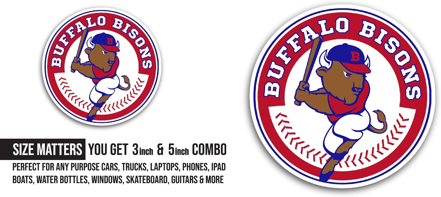 2 (Pieces) 3" and 5" Buffal0 Bisons Sticker, Waterproof Vinyl Decals for Many Purpose Like Cars, Trucks, Laptops, Phones, Windows and More