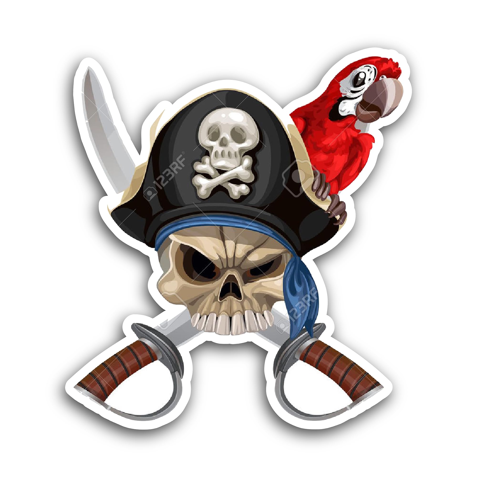 2 (Pieces) 3" and 5" Pirate Skull Sticker, Waterproof Vinyl Decals for Many Purpose Like Cars, Truck