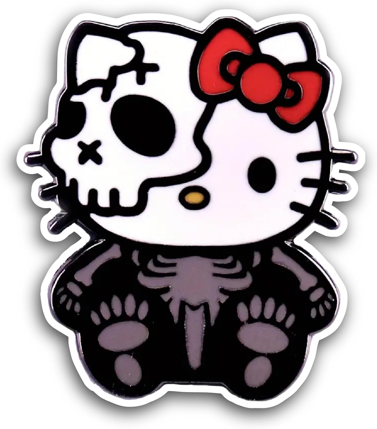 2 (Pieces) 3" and 5" Kitty Skeleton Sticker, Waterproof Vinyl Decals for Many Purpose Like Cars, Trucks, Laptops, Phones, Windows and More