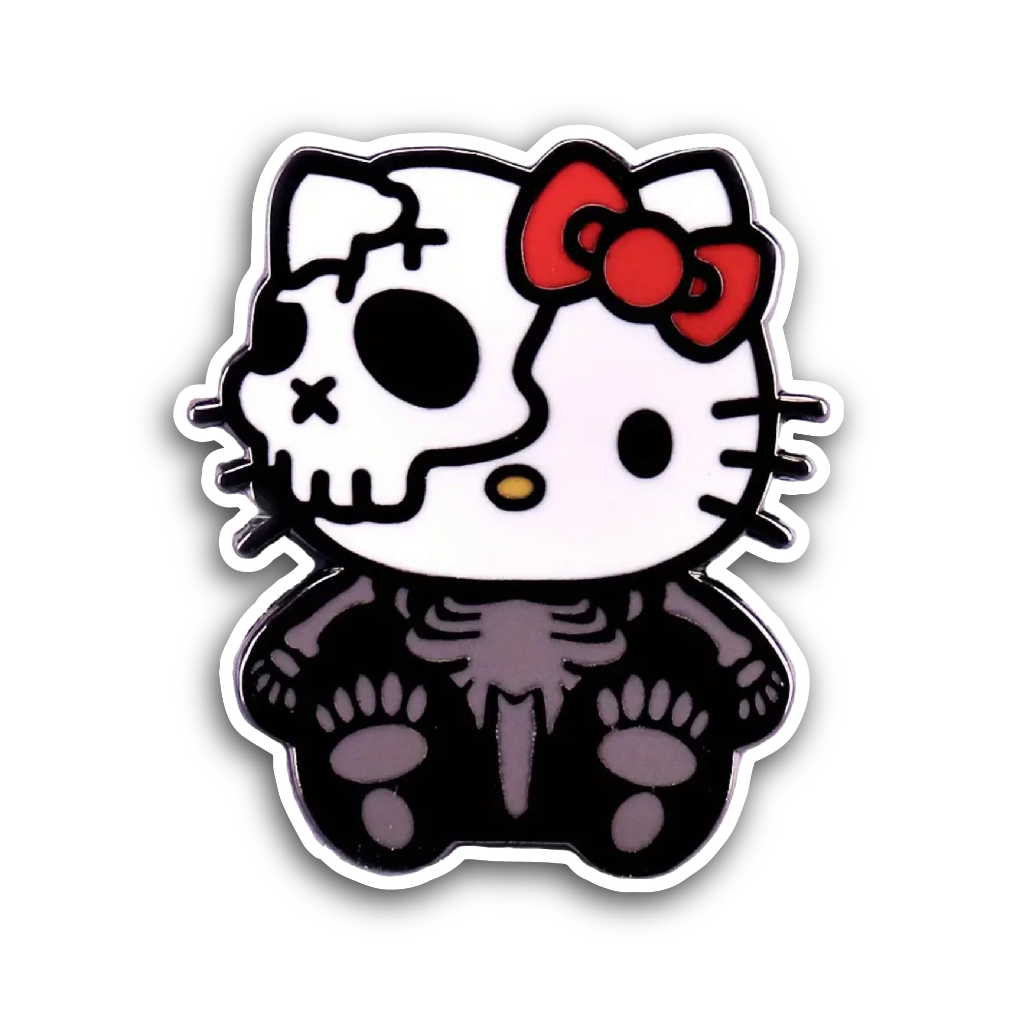 2 (Pieces) 3" and 5" Kitty Skeleton Sticker, Waterproof Vinyl Decals for Many Purpose Like Cars, Tru