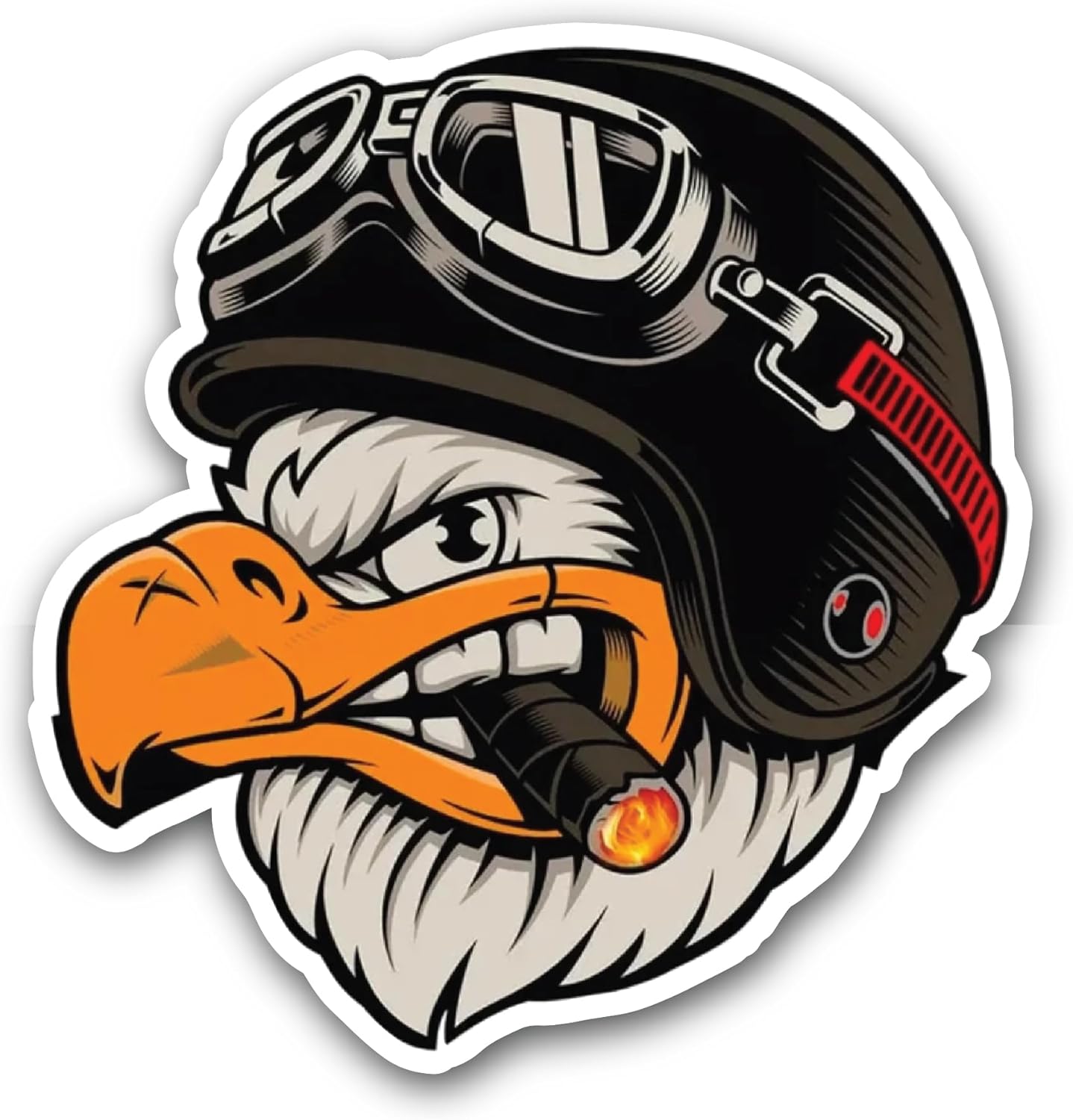 2 (Pieces) 3" and 5" Bird Wearing Helmet Sticker, Waterproof Vinyl Decals for Many Purpose Like Cars, Trucks, Laptops, Phones, Windows and More