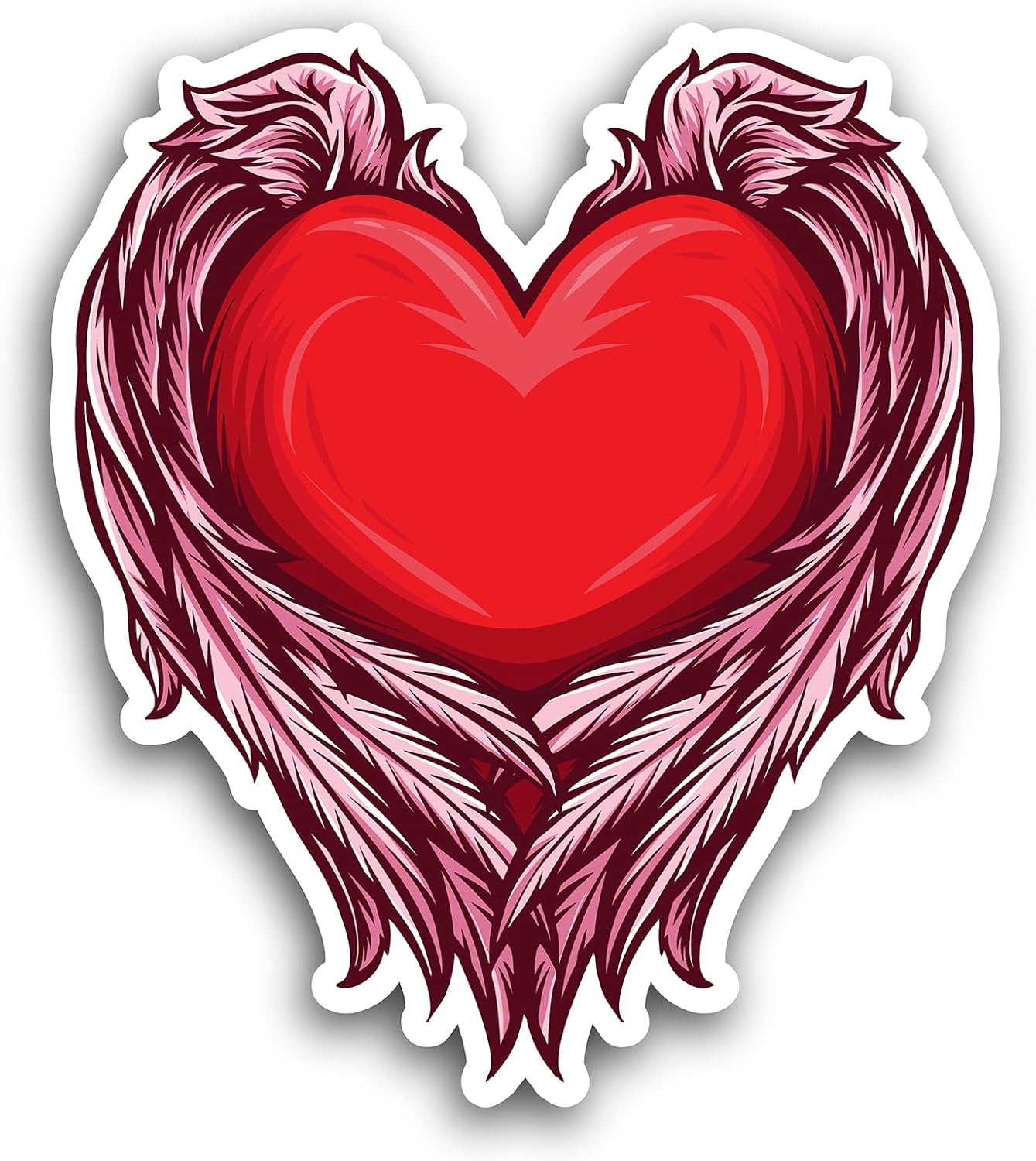 2 (Pieces) 3" and 5" Heart with Angel Wings Sticker, Waterproof Vinyl Decals for Many Purpose Like Cars, Trucks, Laptops, Phones, Windows and More
