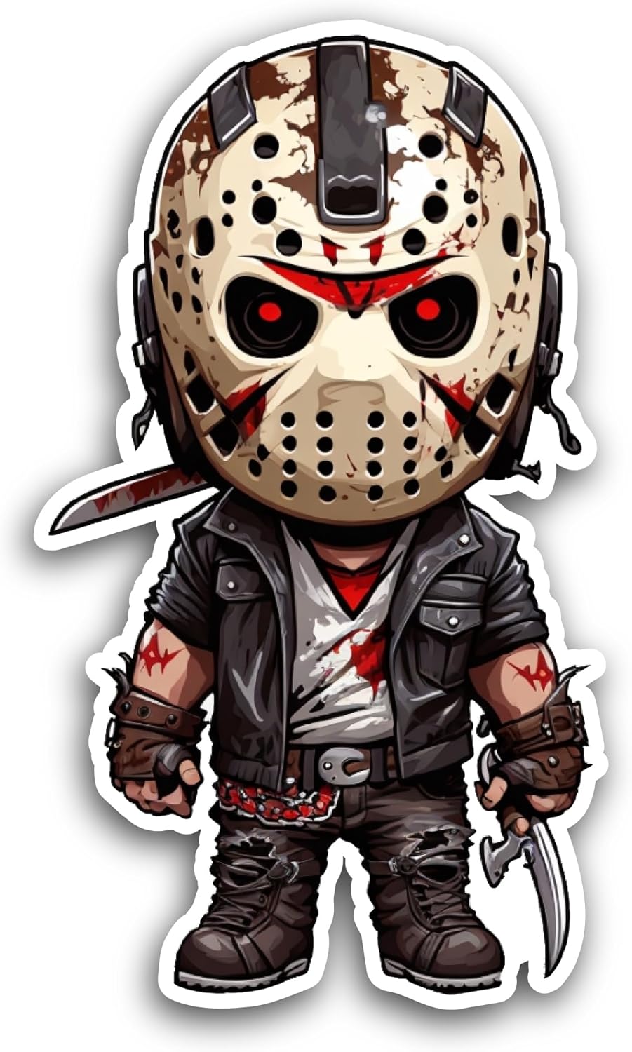 2 (Pieces) 3" and 5" Horror Zombie with Knife Sticker, Waterproof Vinyl Decals for Many Purpose Like Cars, Trucks, Laptops, Phones, Windows and More