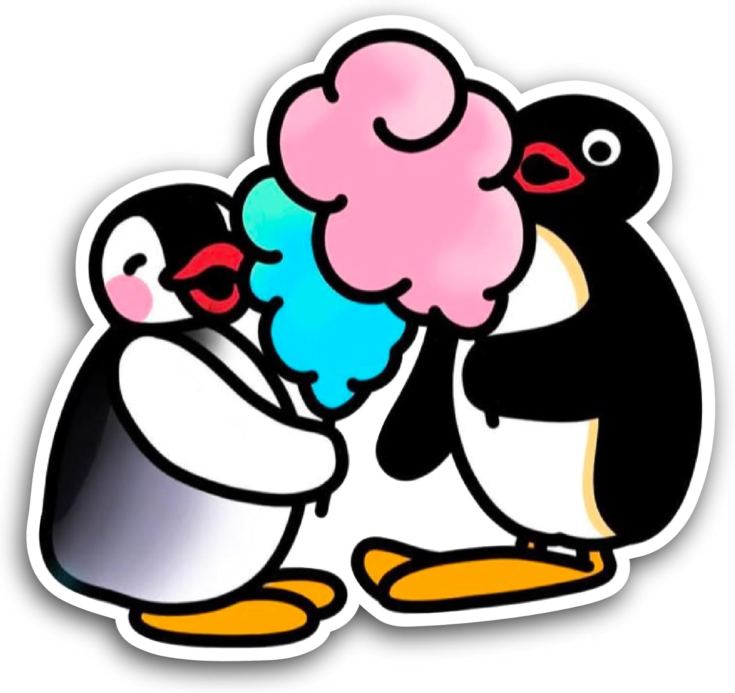 2 (Pieces) 3" and 5" Two Penguins Sticker, Waterproof Vinyl Decals for Many Purpose Like Cars, Trucks, Laptops, Phones, Windows and More