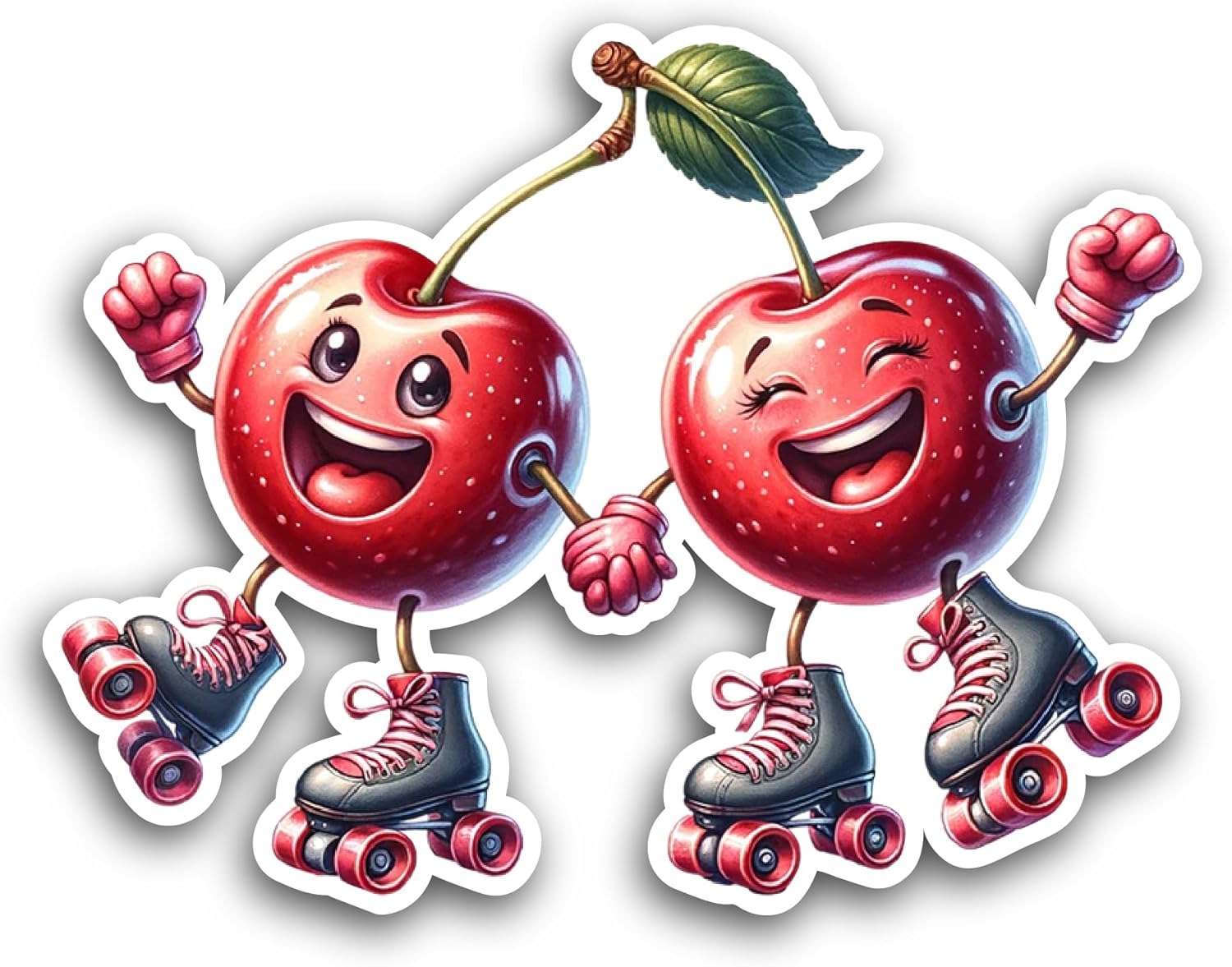 2 (Pieces) 3" and 5" Cute Cherry Sticker, Waterproof Vinyl Decals for Many Purpose Like Cars, Trucks, Laptops, Phones, Windows and More