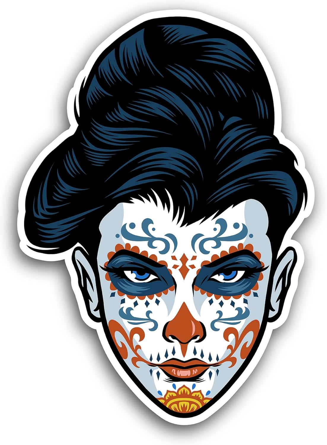 2 (Pieces) 3" and 5" Sugar Skull Woman Sticker, Waterproof Vinyl Decals for Many Purpose Like Cars, Trucks, Laptops, Phones, Windows and More