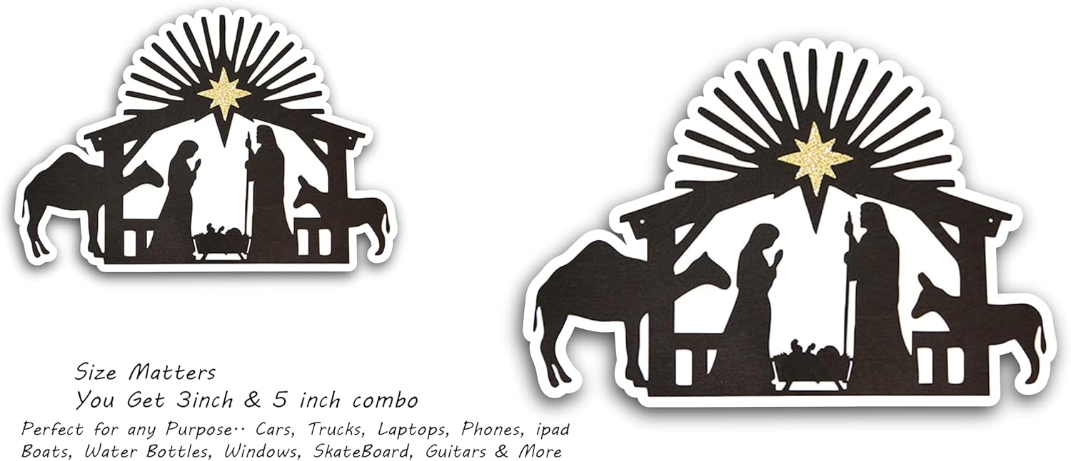 2 (Pieces) 3" and 5" Praying Lord in Black Background Decal Sticker, Waterproof Vinyl Decals for Many Purpose Like Cars, Trucks, Laptops, Phones, Windows and More