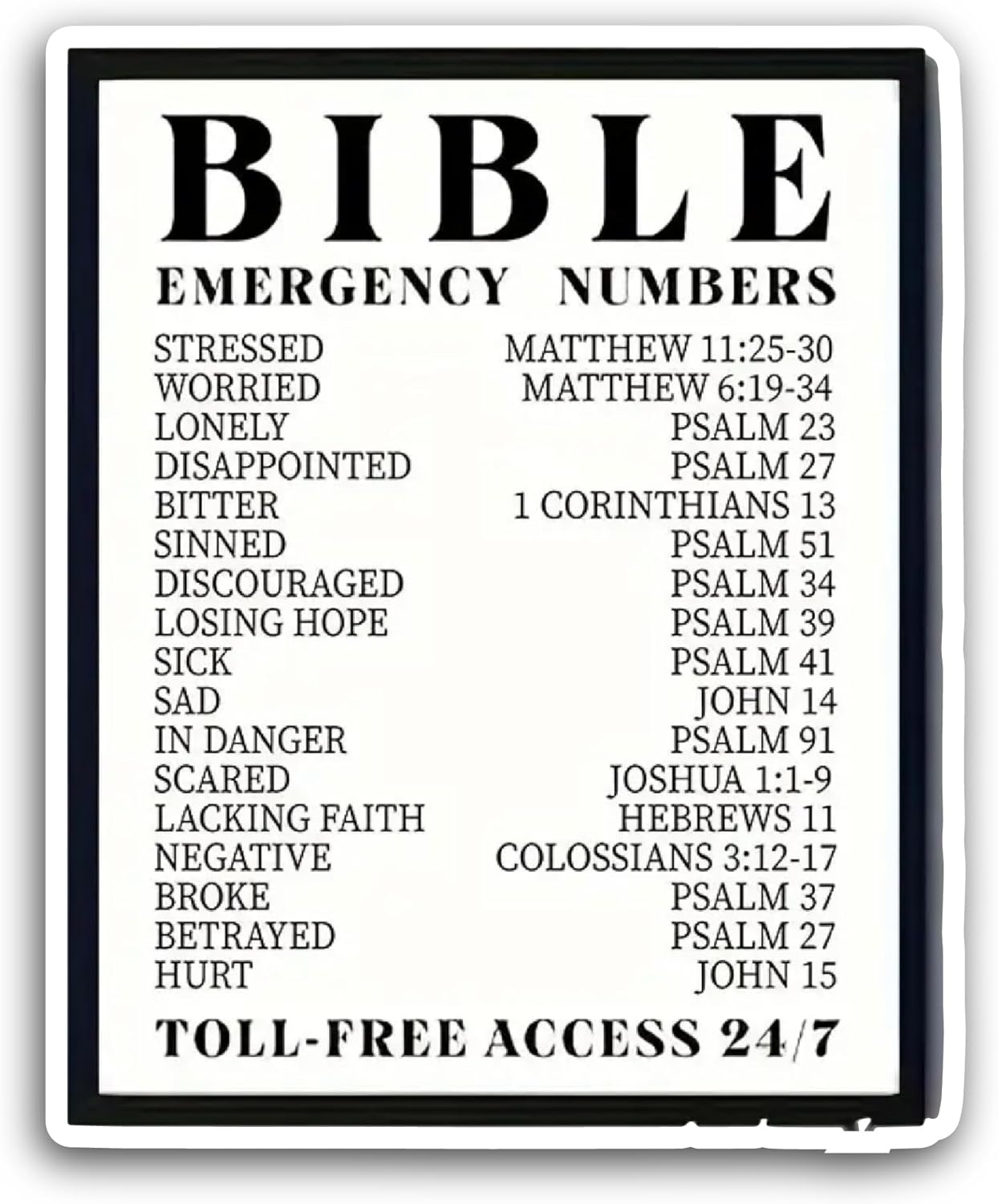 2 (Pieces) 3" and 5" Bible Emergency Numbers Sticker, Waterproof Vinyl Decals for Many Purpose Like Cars, Trucks, Laptops, Phones, Windows and More