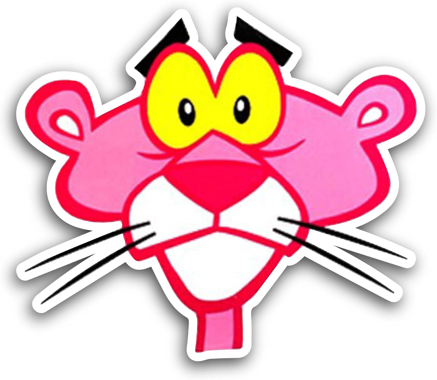 2 (Pieces) 3" and 5" Pink Color Panther Face Sticker, Waterproof Vinyl Decals for Many Purpose Like Cars, Trucks, Laptops, Phones, Windows and More
