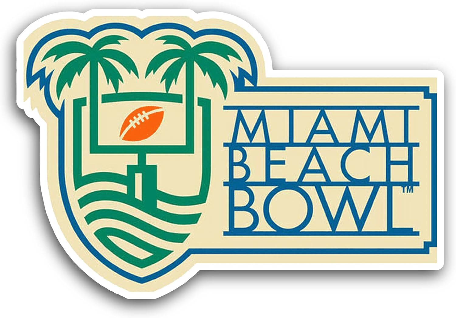 2 (Pieces) 3" and 5" Miami Beach B0wl Sticker, Waterproof Vinyl Decals for Many Purpose Like Cars, Trucks, Laptops, Phones, Windows and More