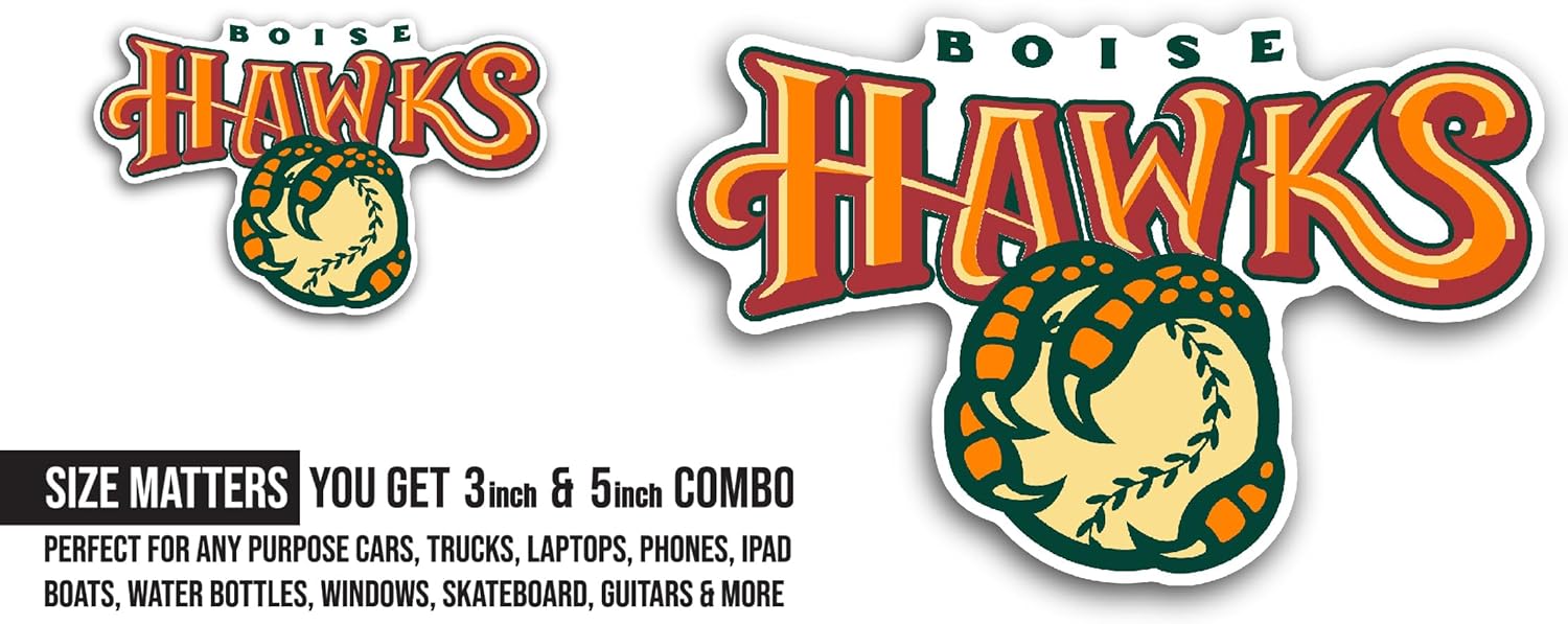 2 (Pieces) 3" and 5" B0ise Hawks Sticker, Waterproof Vinyl Decals for Many Purpose Like Cars, Trucks, Laptops, Phones, Windows and More