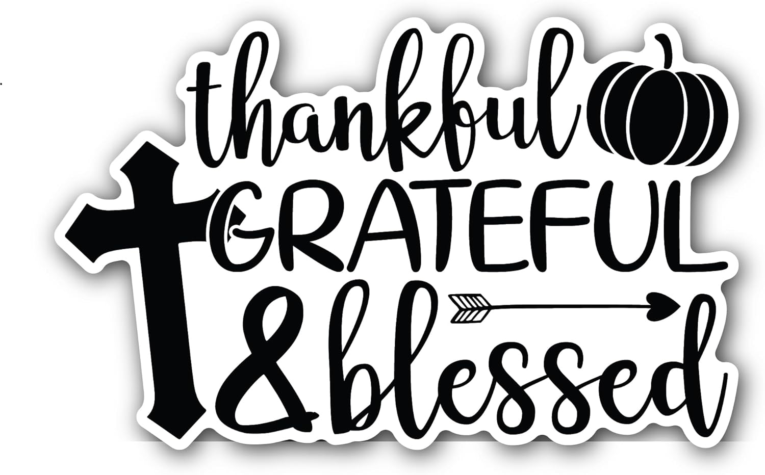 2 (Pieces) 3" and 5" Grateful Thankful Blessed Sticker, Waterproof Vinyl Decals for Many Purpose Like Cars, Trucks, Laptops, Phones, Windows and More