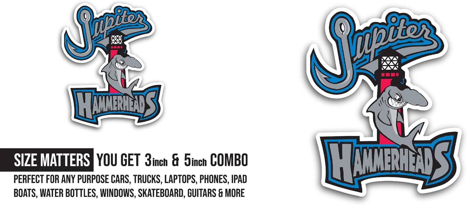 2 (Pieces) 3" and 5" Jupit3r Hammerheads Sticker, Waterproof Vinyl Decals for Many Purpose Like Cars, Trucks, Laptops, Phones, Windows and More