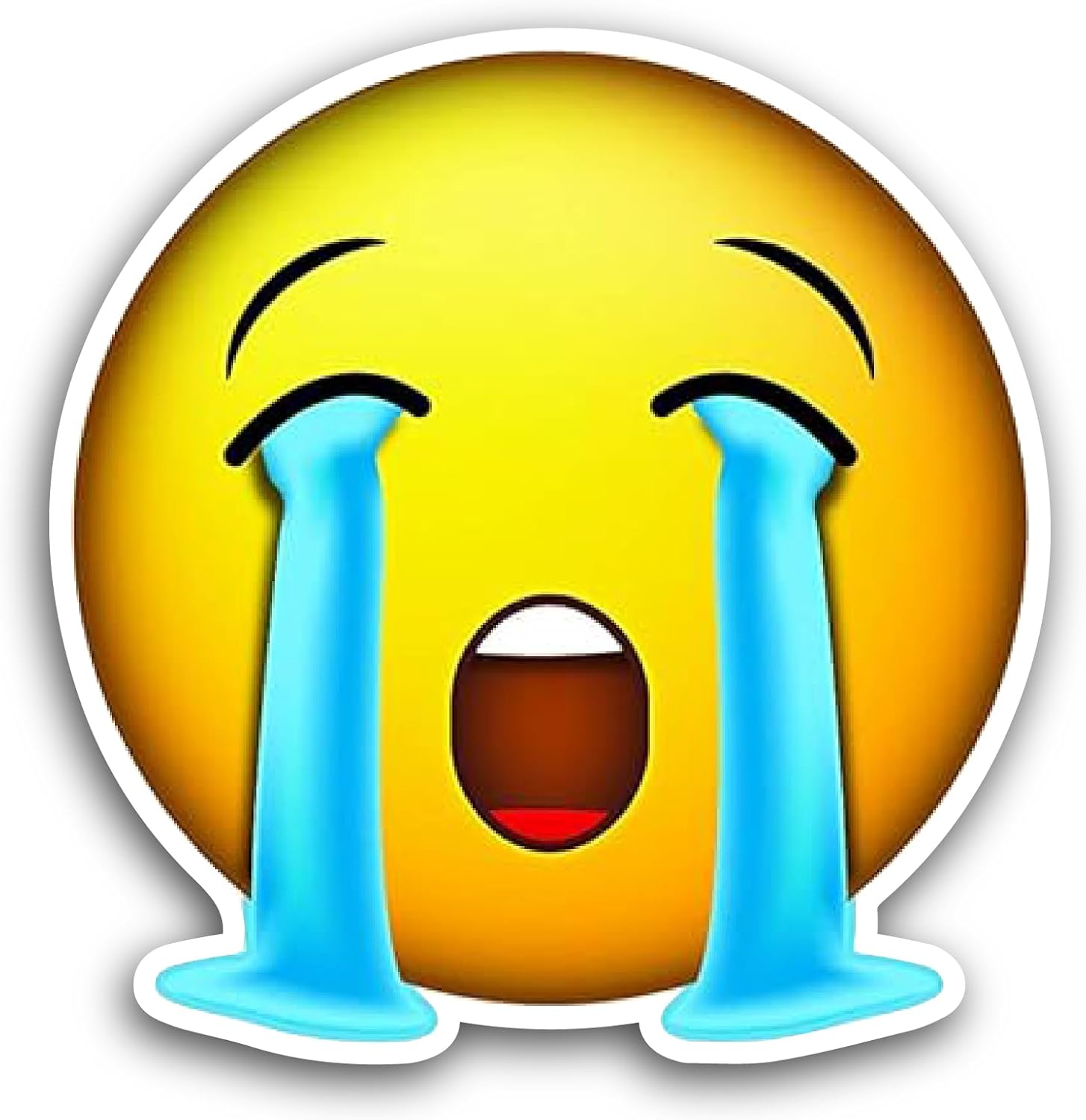 2 (Pieces) 3" and 5" Cry Face Sticker, Waterproof Vinyl Decals for Many Purpose Like Cars, Trucks, Laptops, Phones, Windows and More