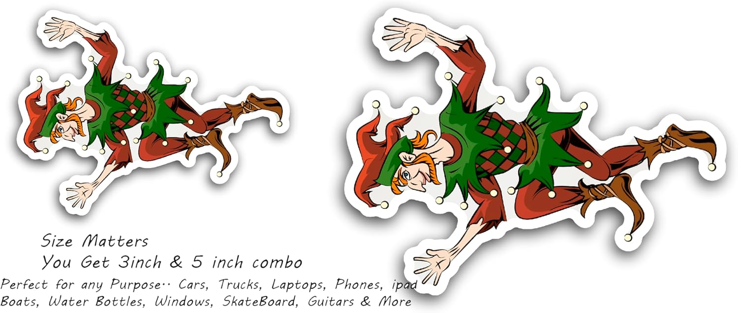 2 (Pieces) 3" and 5" Dancing Joker Decal Sticker, Waterproof Vinyl Decals for Many Purpose Like Cars, Trucks, Laptops, Phones, Windows and More