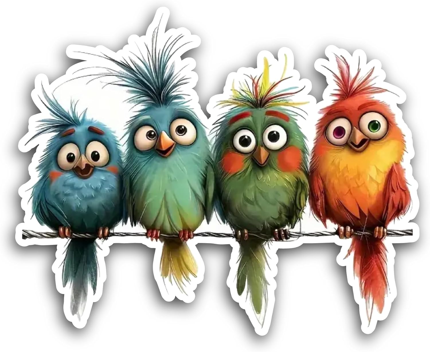 2 (Pieces) 3" and 5" Four Birds Sticker, Waterproof Vinyl Decals for Many Purpose Like Cars, Trucks, Laptops, Phones, Windows and More