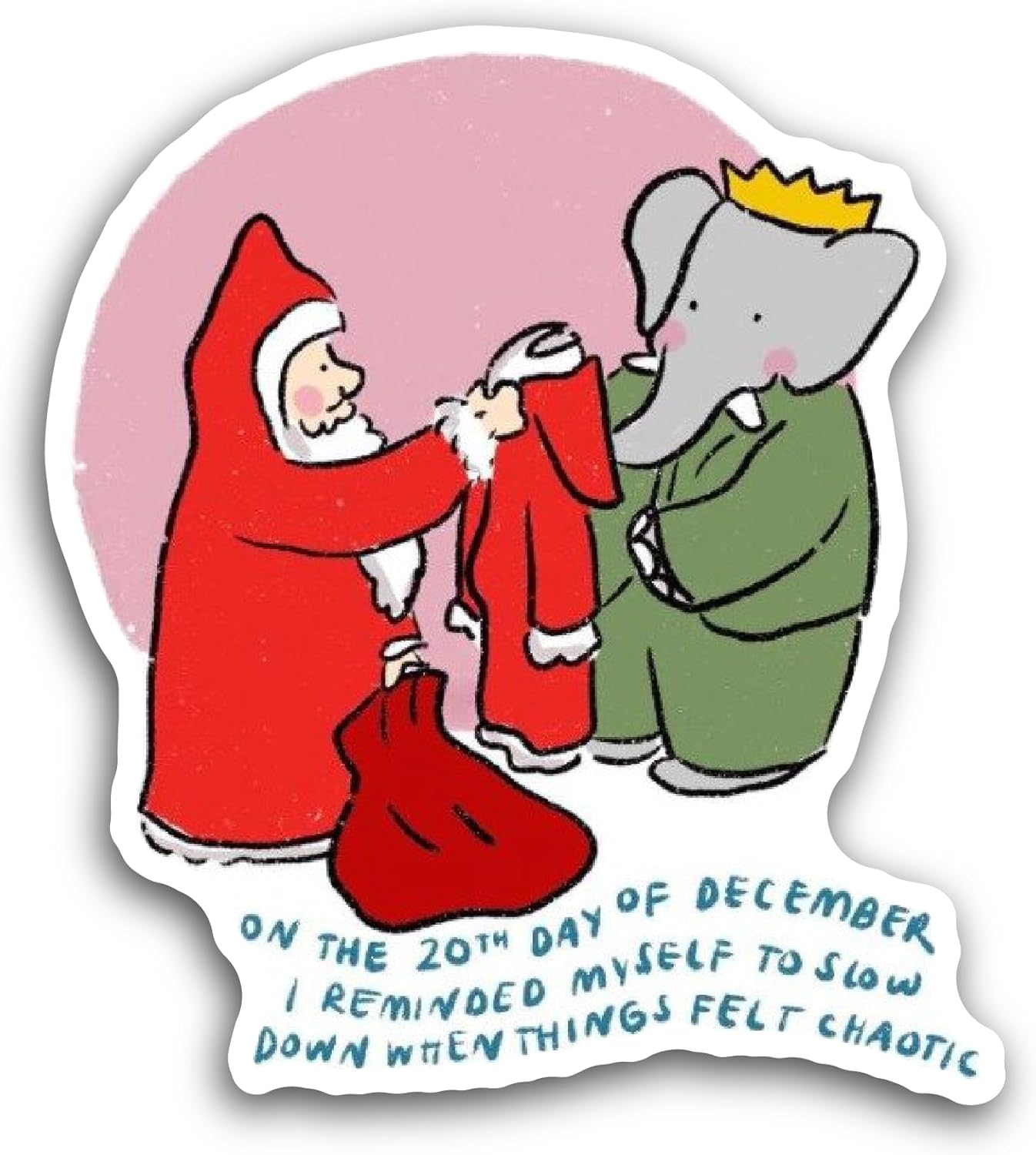 2 (Pieces) 3" and 5" Elephant and Santa Sticker, Waterproof Vinyl Decals for Many Purpose Like Cars, Trucks, Laptops, Phones, Windows and More
