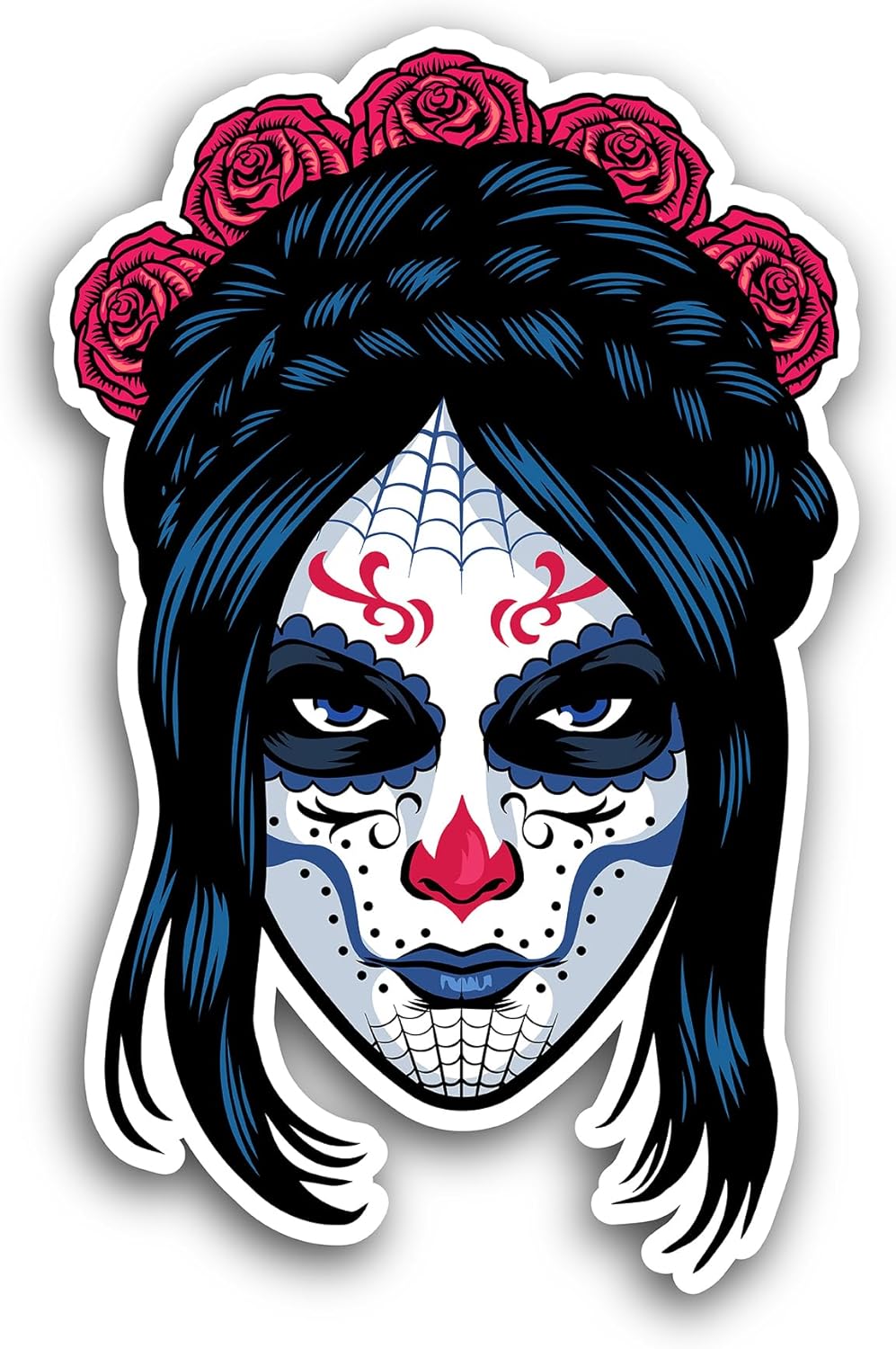 2 (Pieces) 3" and 5" Day of The Dead Decal Sticker, Waterproof Vinyl Decals for Many Purpose Like Cars, Trucks, Laptops, Phones, Windows and More
