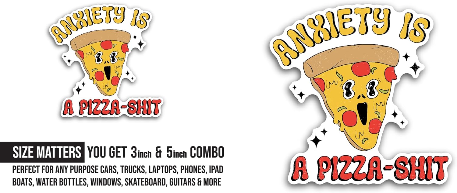 2 (Pieces) 3" and 5" Anxiety is Sticker, Waterproof Vinyl Decals for Many Purpose Like Cars, Trucks, Laptops, Phones, Windows and More
