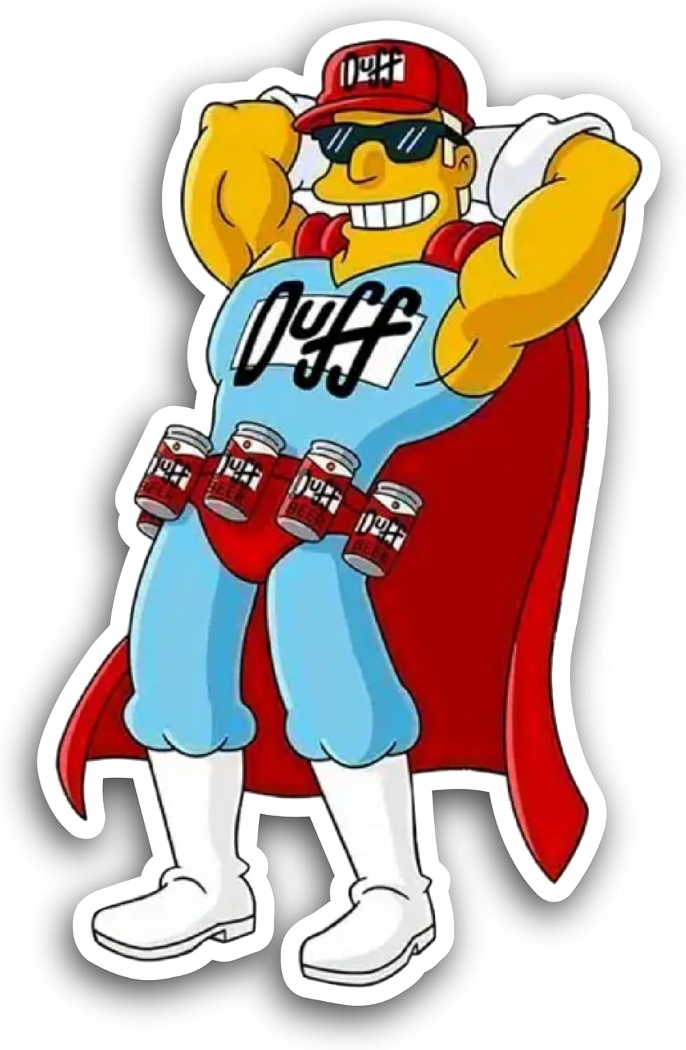 2 (Pieces) 3" and 5" Cartoon Duffm@n Sticker, Waterproof Vinyl Decals for Many Purpose Like Cars, Trucks, Laptops, Phones, Windows and More