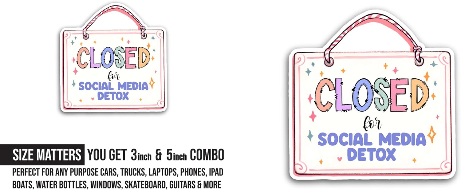 2 (Pieces) 3" and 5" Closed Sticker, Waterproof Vinyl Decals for Many Purpose Like Cars, Trucks, Laptops, Phones, Windows and More